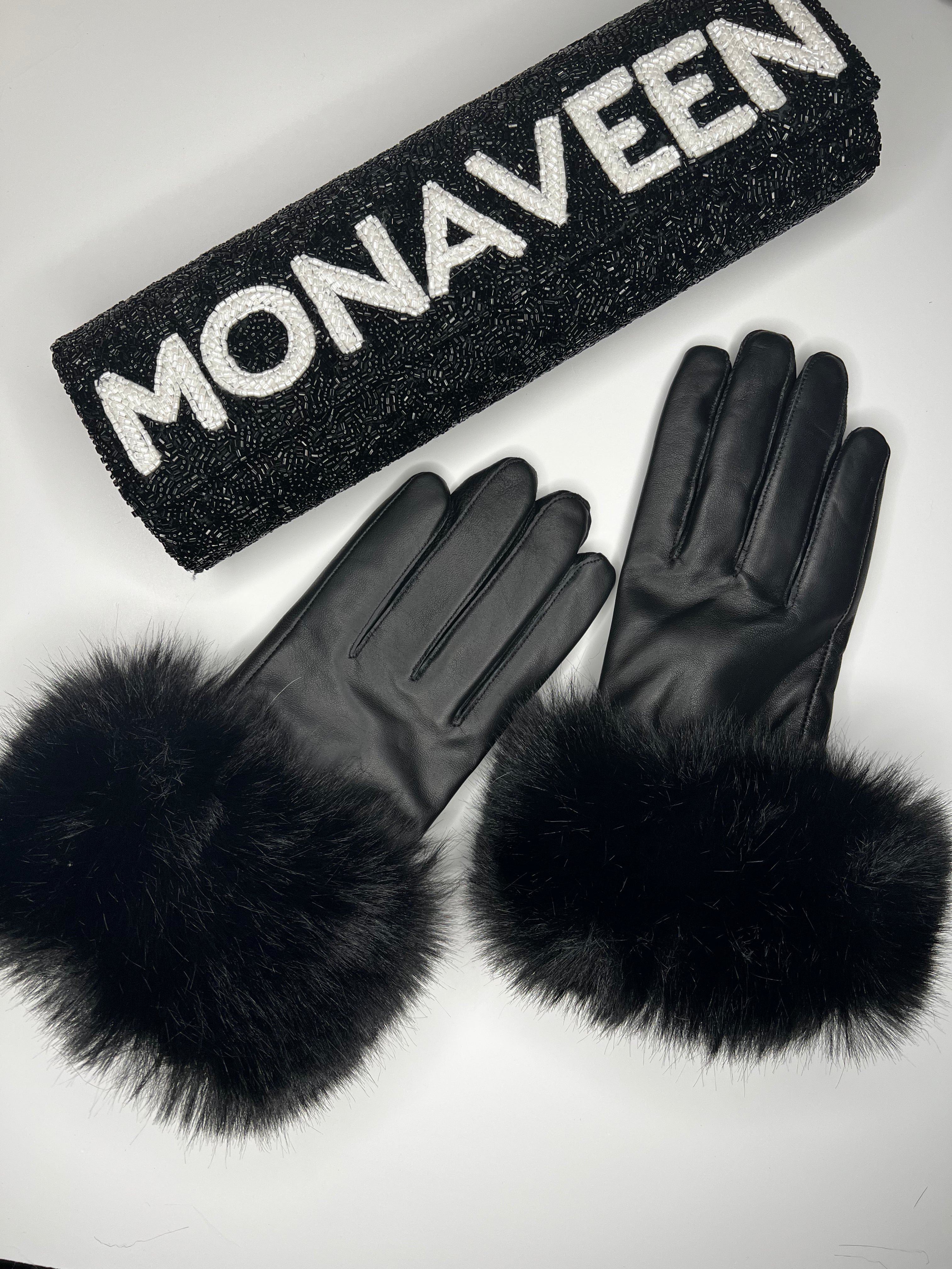 Luxury Leather Faux Fur Gloves - SALE