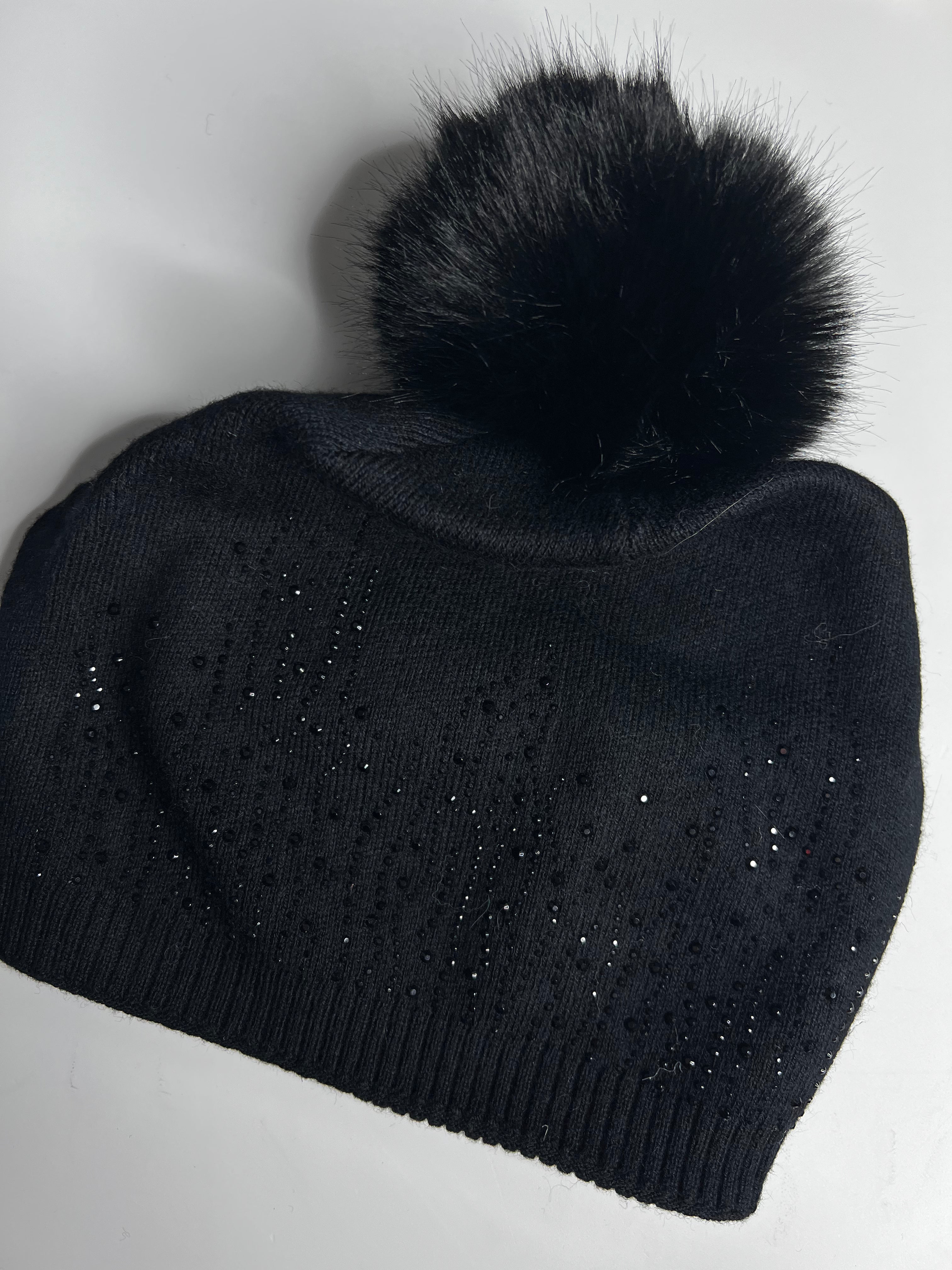 Luxury knitted sparkle pom pom hat SALE