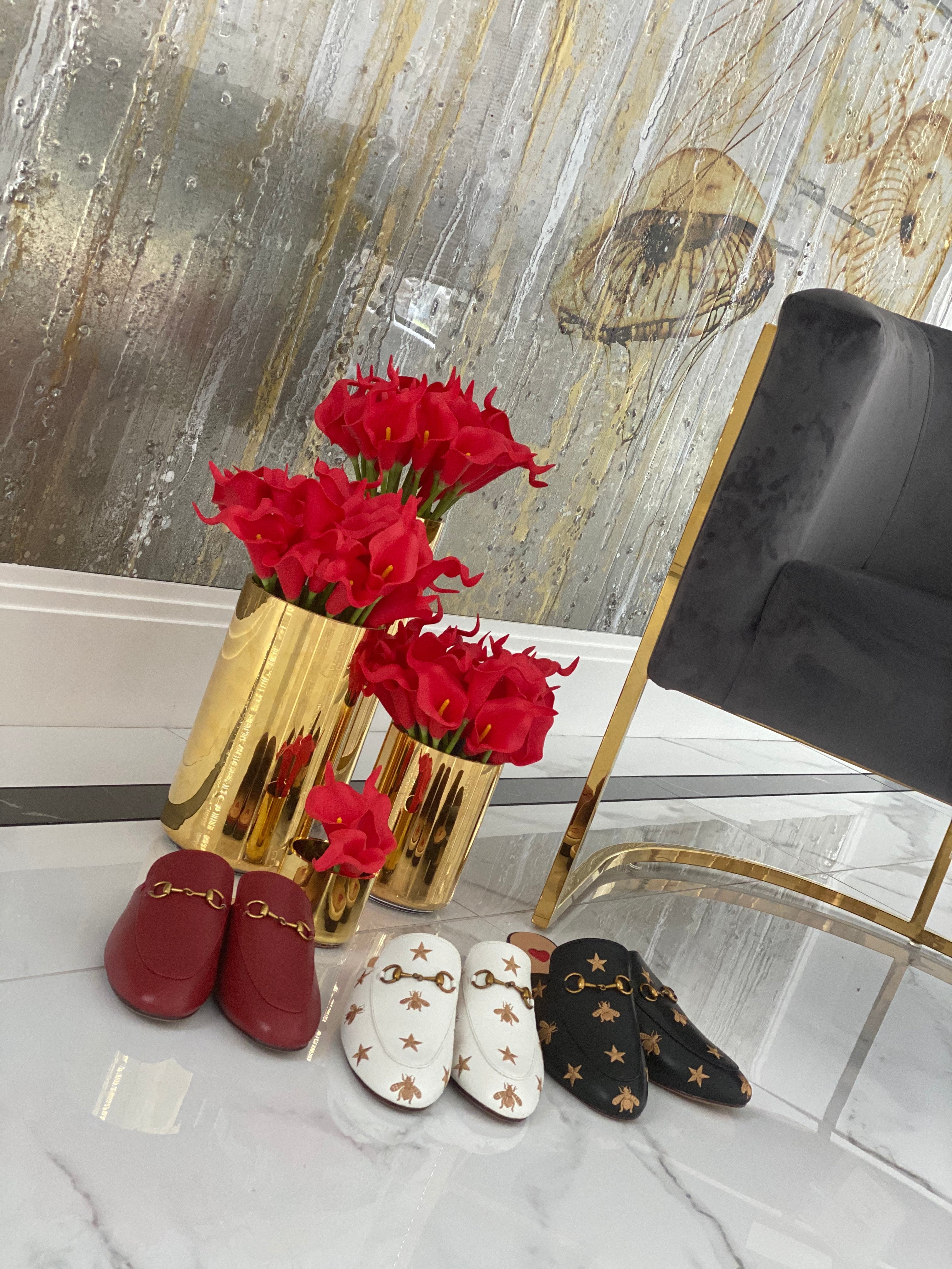 NEW IN Monaveen BLACK BUMBLE BEE Leather Slipper Mules