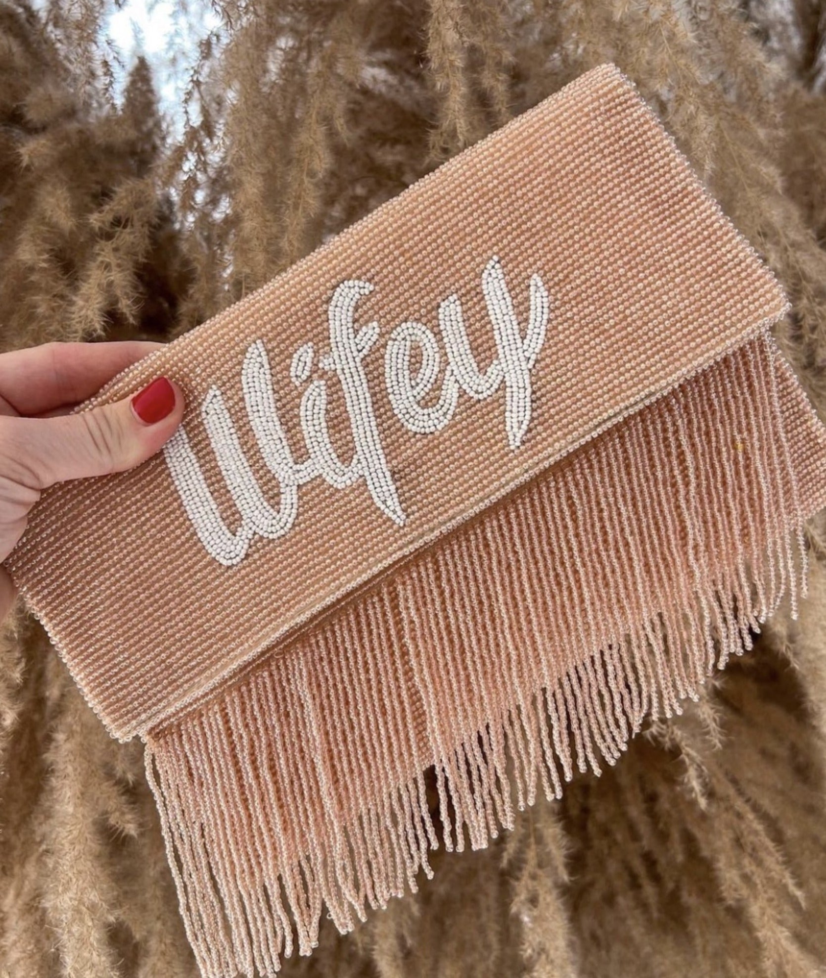 Bridal Fringe Half Fold Over Shape Clutch Bag