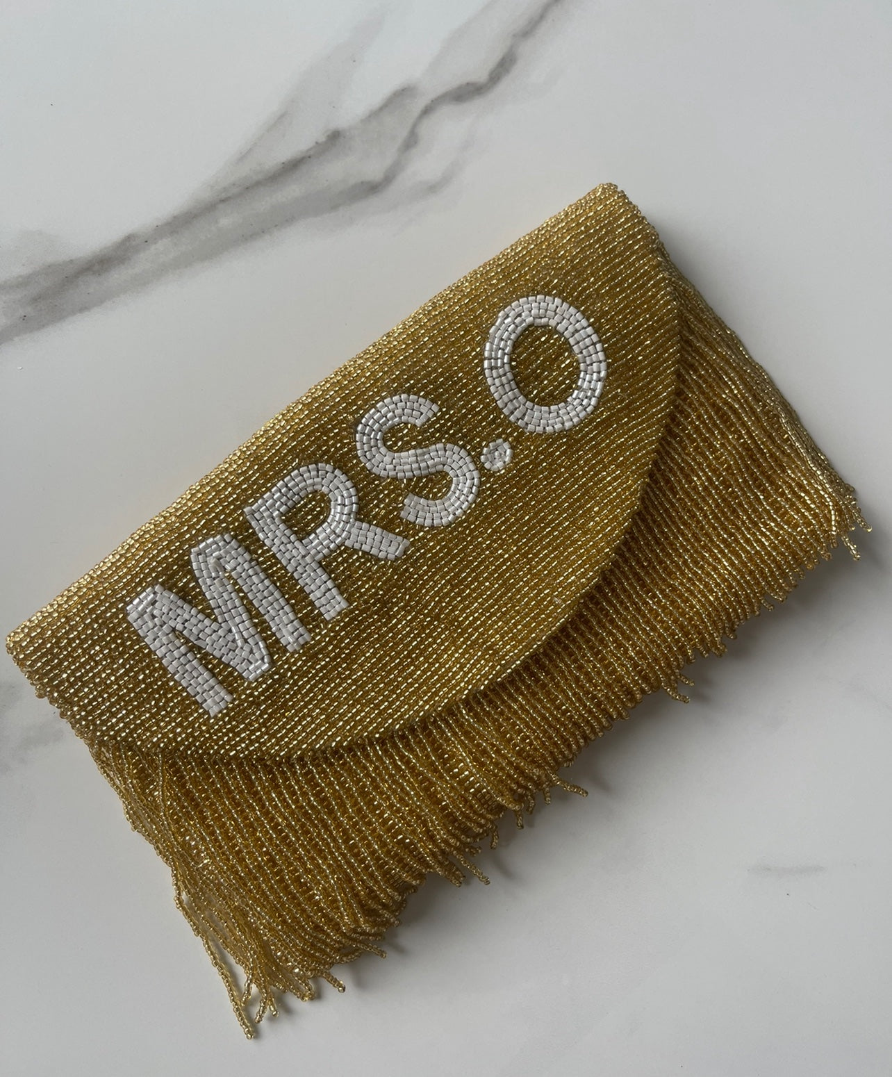 Bridal Fringe Curved Shape Clutch Bag