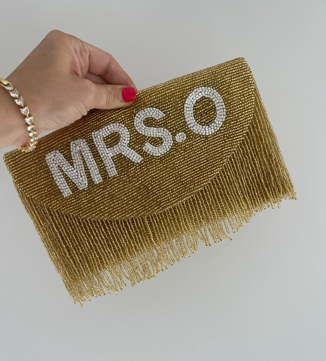 Bridal Fringe Curved Shape Clutch Bag