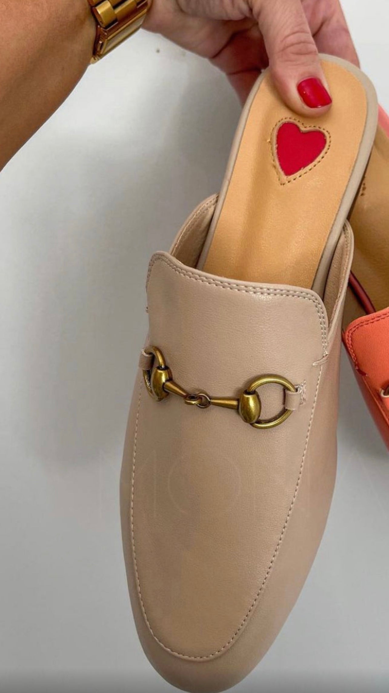 NEW IN Monaveen Nude/Light beige Leather Slipper Mules