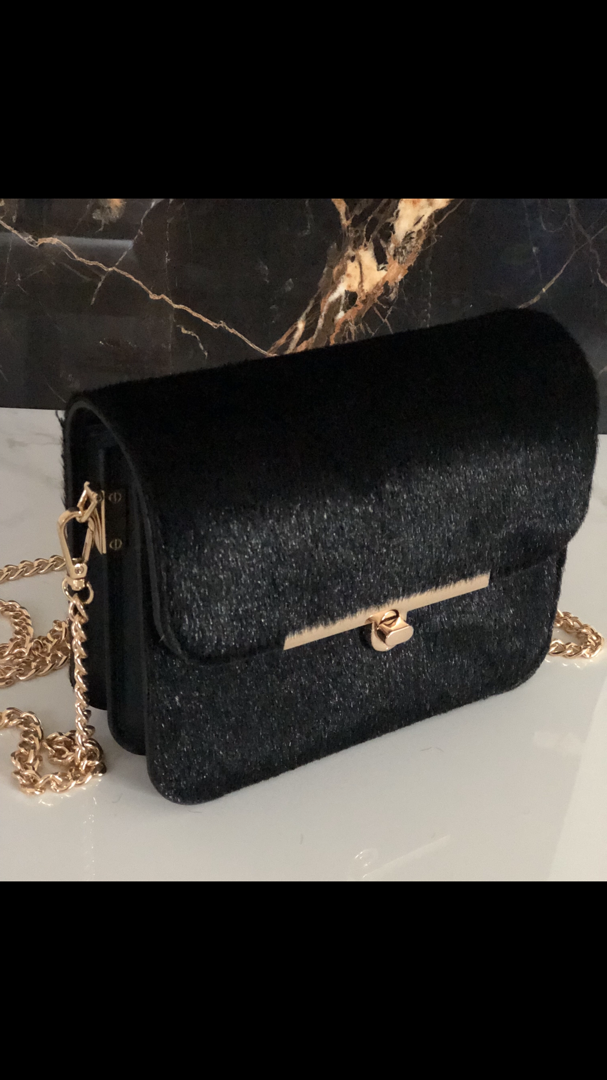 Monaveen Faux Fur Felicity Bag BLACK