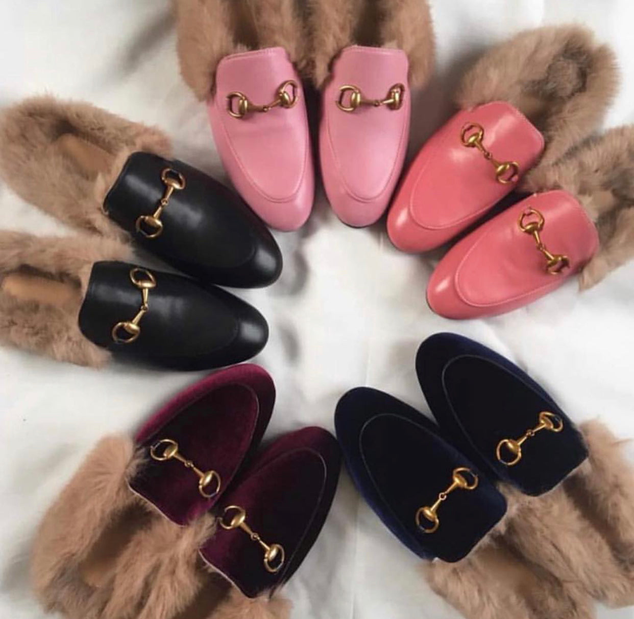 Monaveen BLACK VELVET FUR LINED Slipper / slide