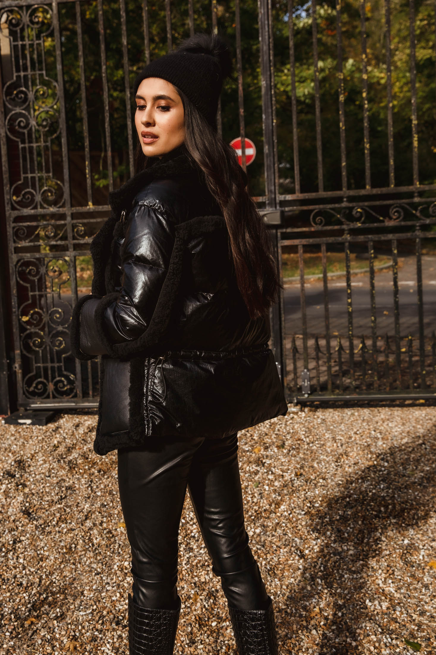 Maeve Shearling Down Coat BLACK - SALE