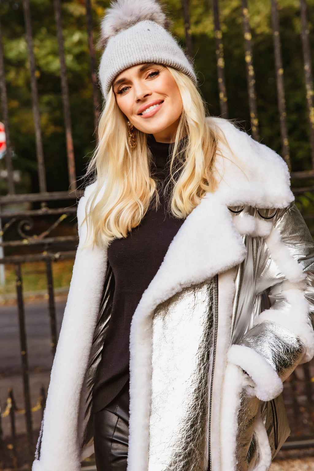 Maeve Shearling Down Coat BLACK - SALE
