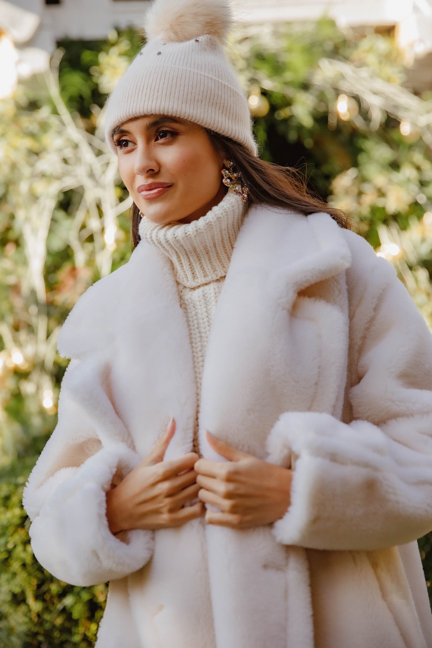 Monaveen Long Teddy Coat CREAM