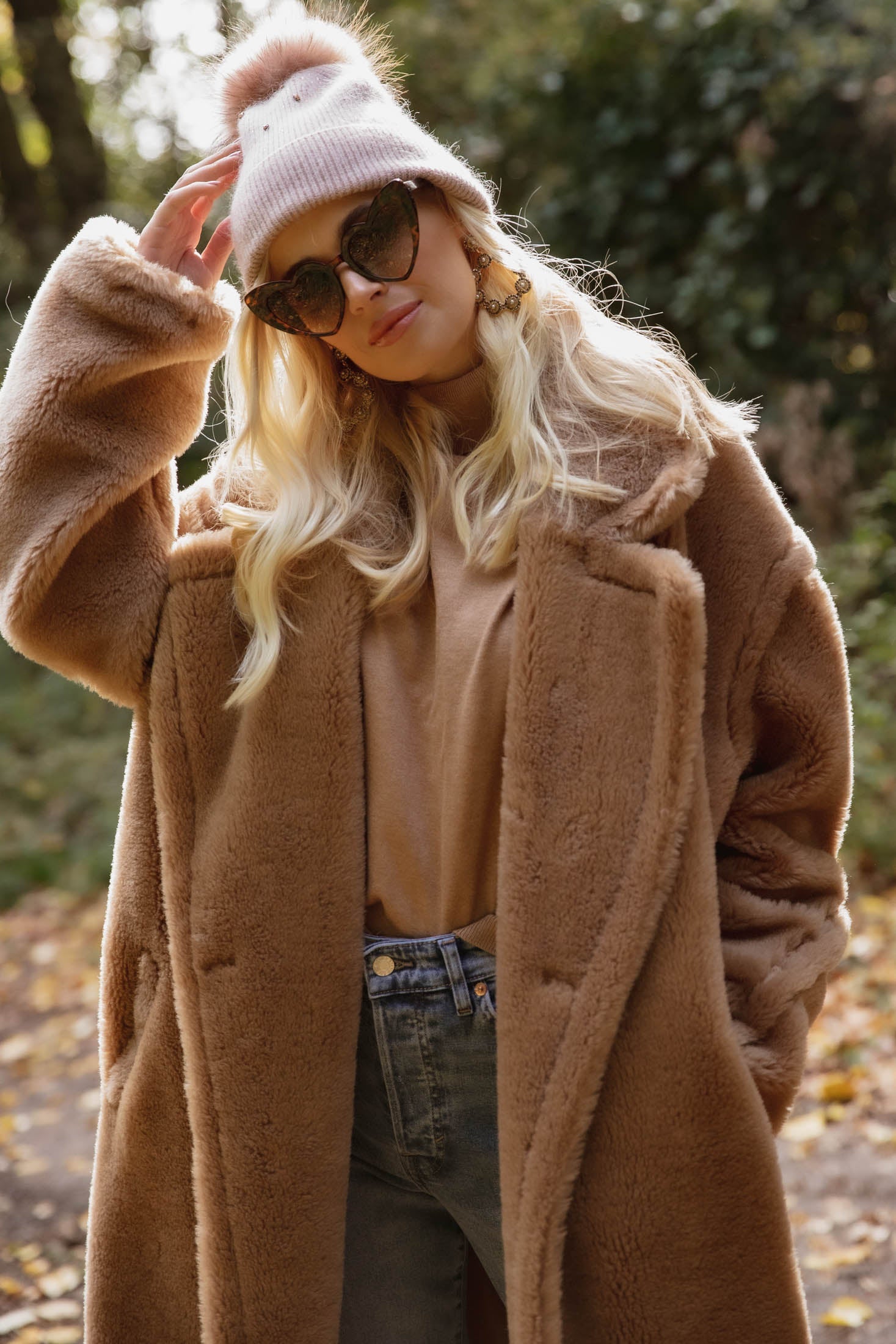 Monaveen Long Teddy Coat TAN
