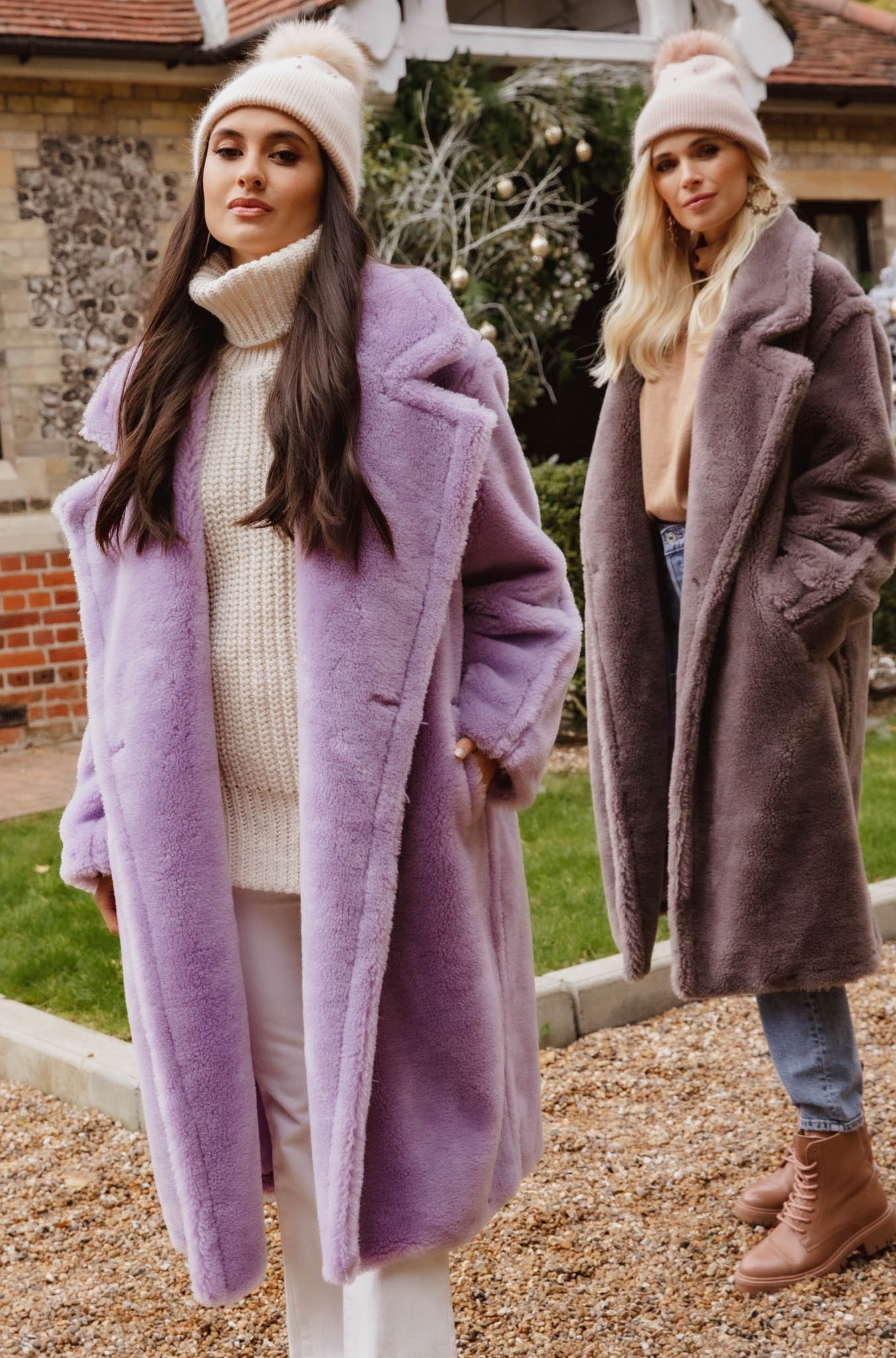 NEW IN Monaveen Long Teddy Coat LILAC
