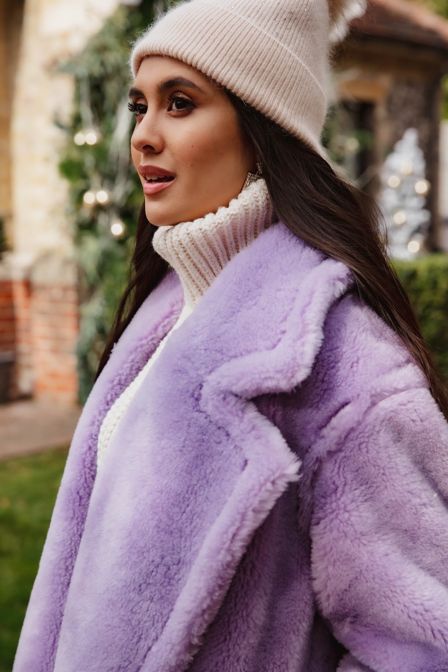 NEW IN Monaveen Long Teddy Coat LILAC