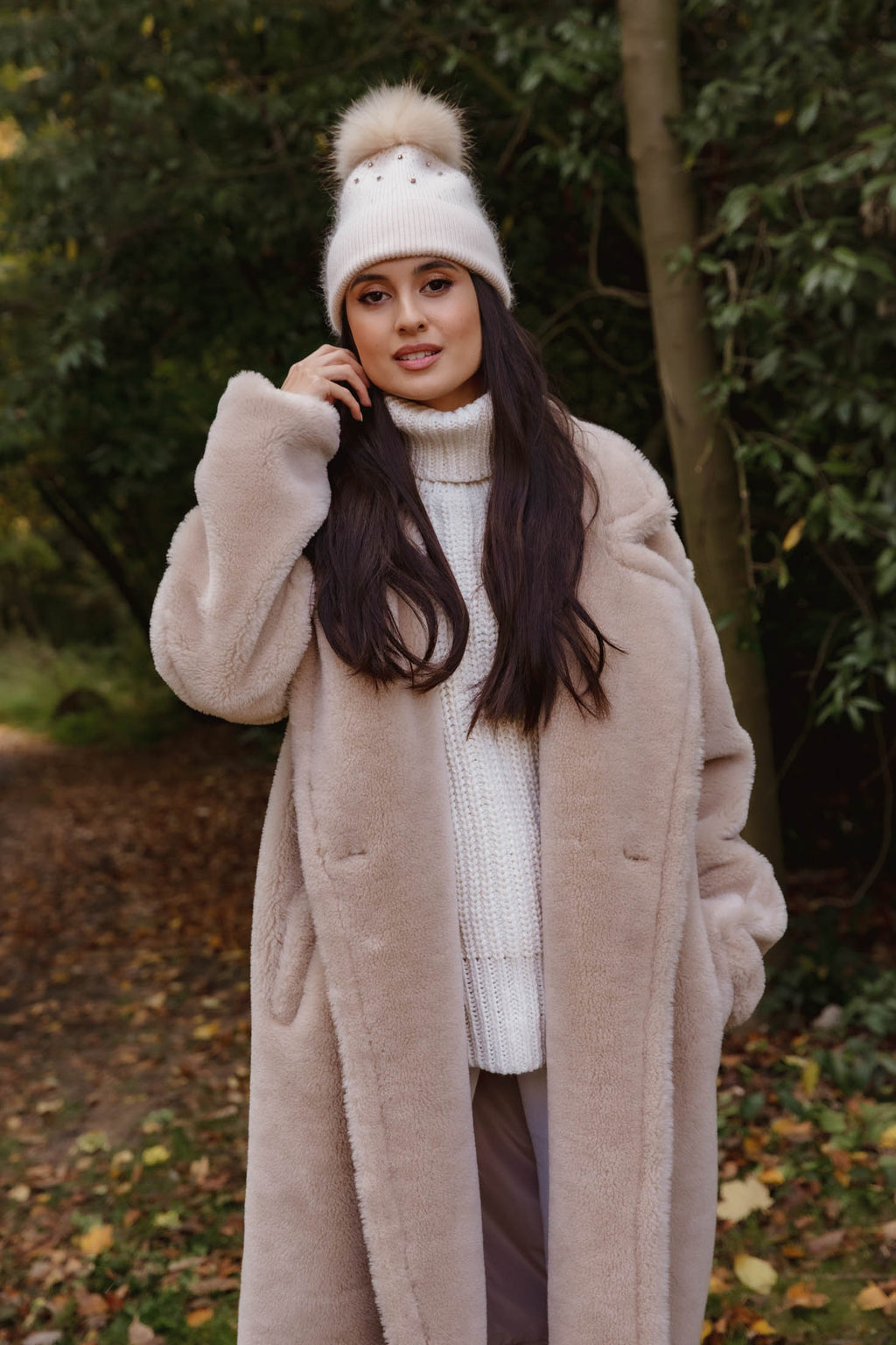 Monaveen Long Teddy Coat LIGHT BEIGE