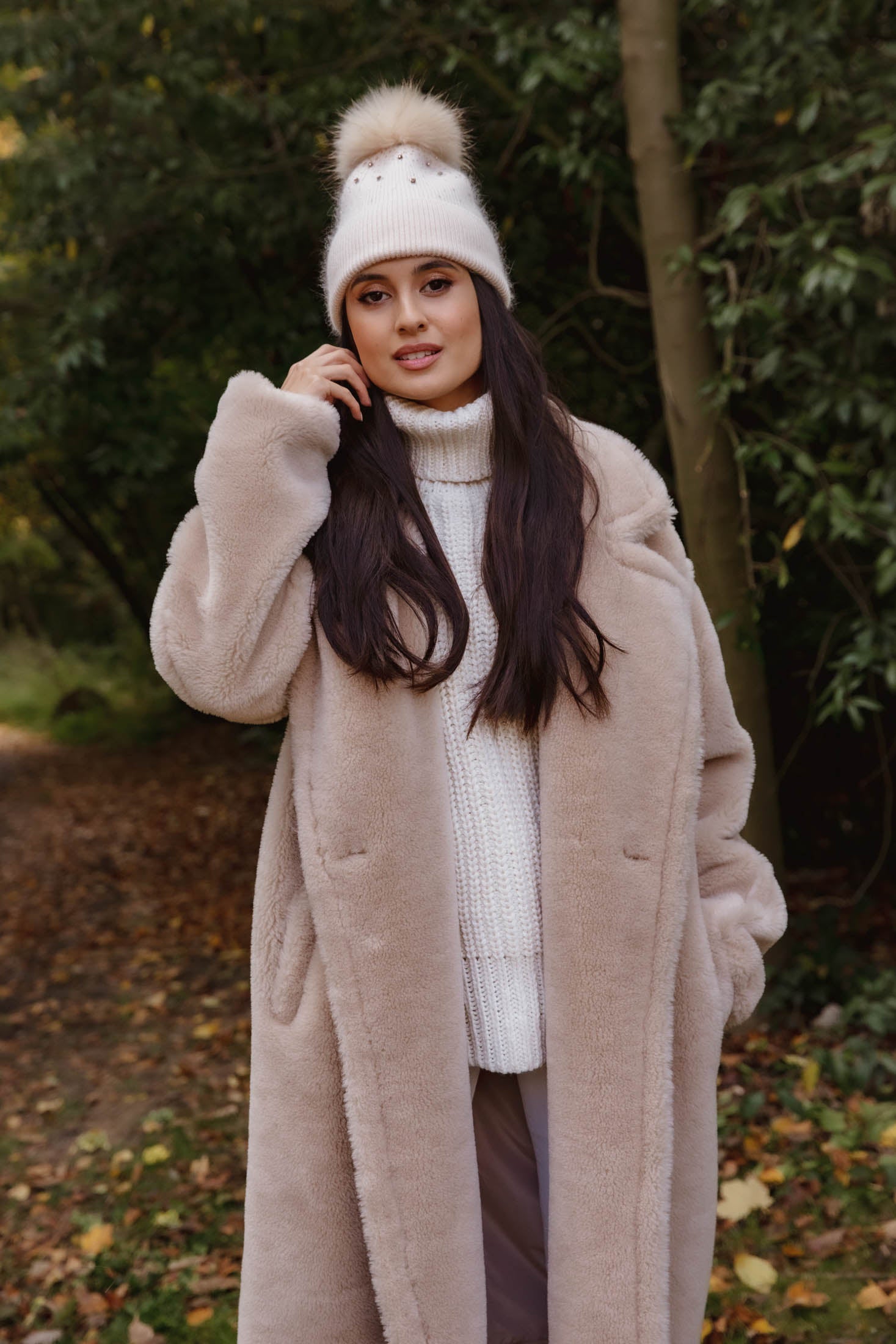 Monaveen Long Teddy Coat LIGHT BEIGE
