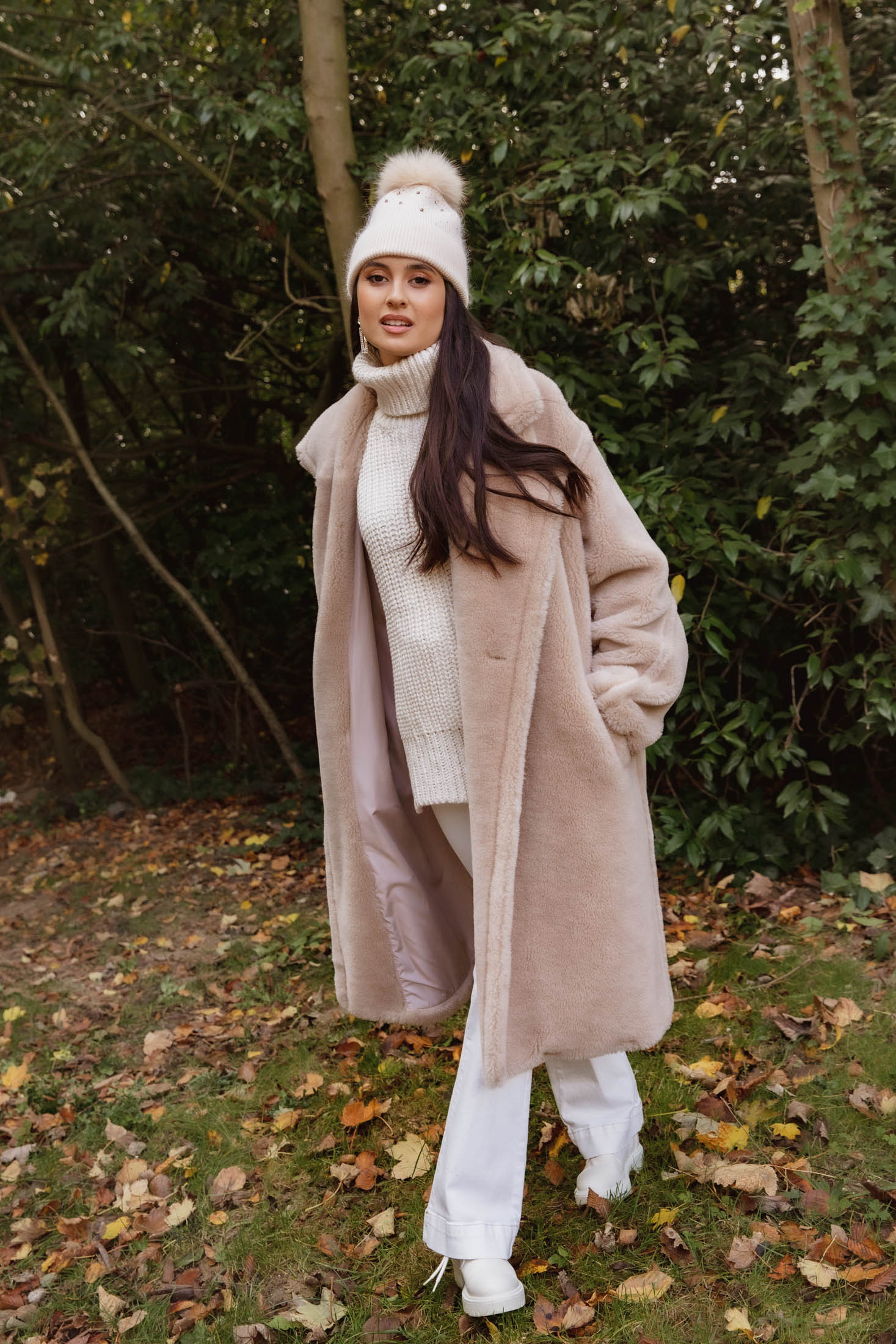 Monaveen Long Teddy Coat LIGHT BEIGE