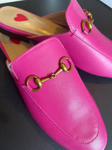 SALE : NEW IN Monaveen HOT PINK Leather Slipper Mules