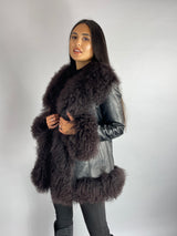 Austin Leather & Mongolian Fur Jacket - Black SIZE medium/large