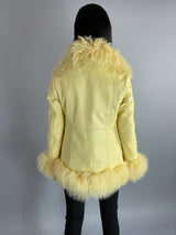 Austin Leather & Mongolian Fur Jacket - LEMON SIZE SMALL
