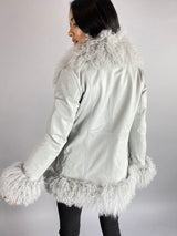 Austin Leather & Mongolian Fur Jacket - GREY SIZE SMALL