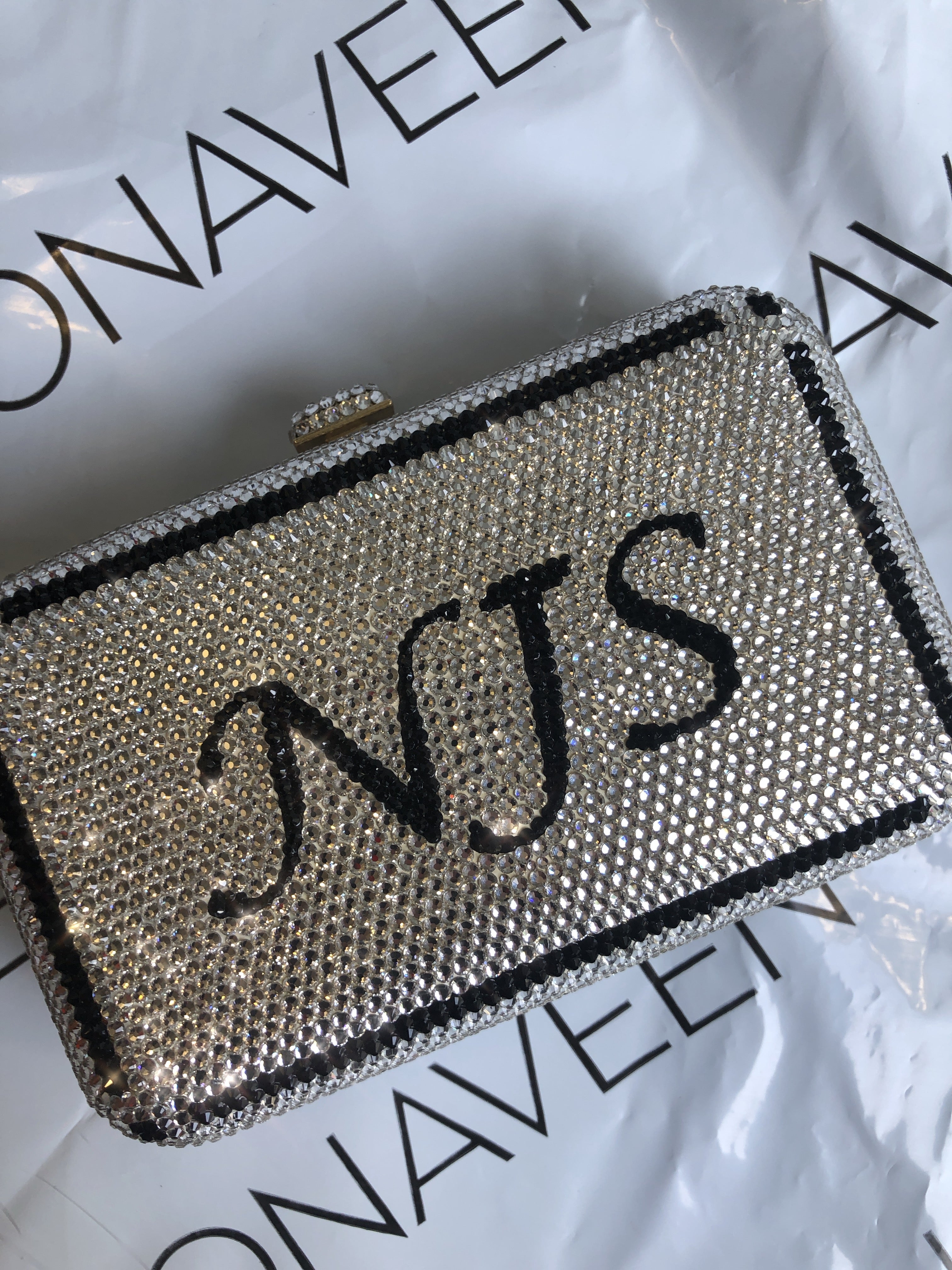 NEW IN Monagram Crystal Clutch Bag