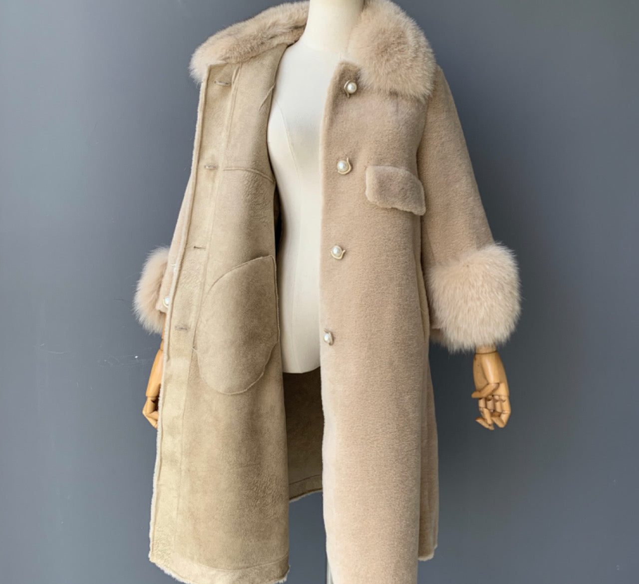 Pearla sheepskin Teddy NUDE - FAUX FUR