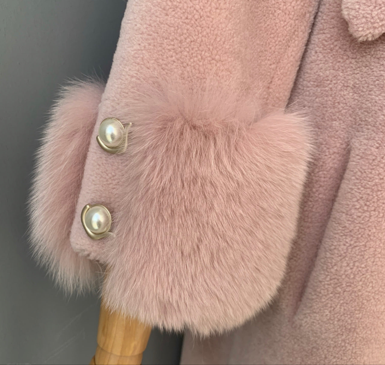 NEW IN Monaveen Pearla leather sheepskin Teddy BLUSH PINK