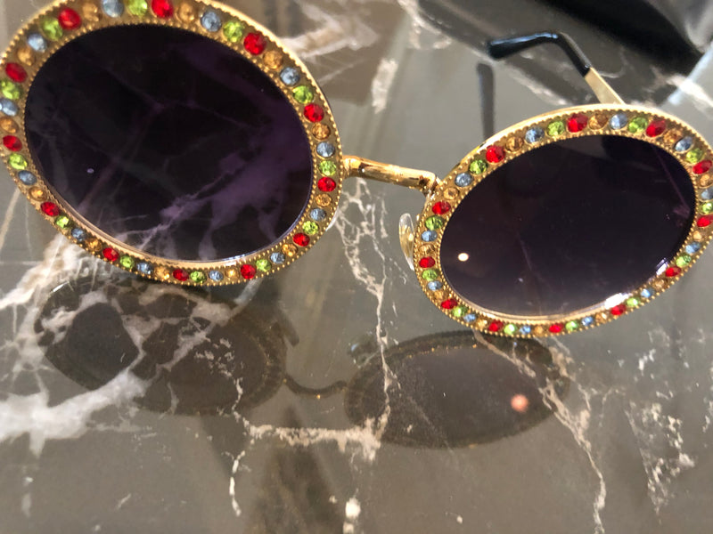 Clara Diamante Circle Sunglasses