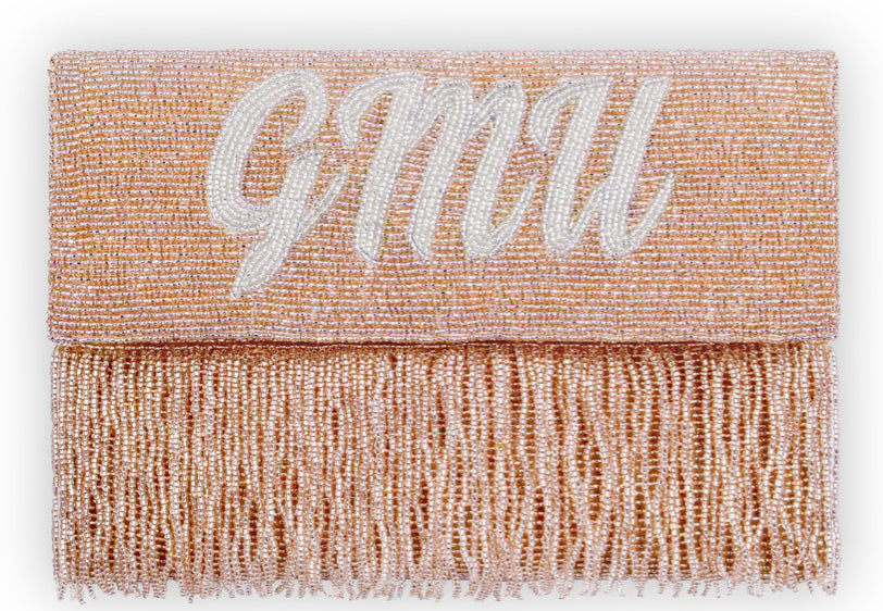 Fringe Half Scallop Shape Clutch Bag