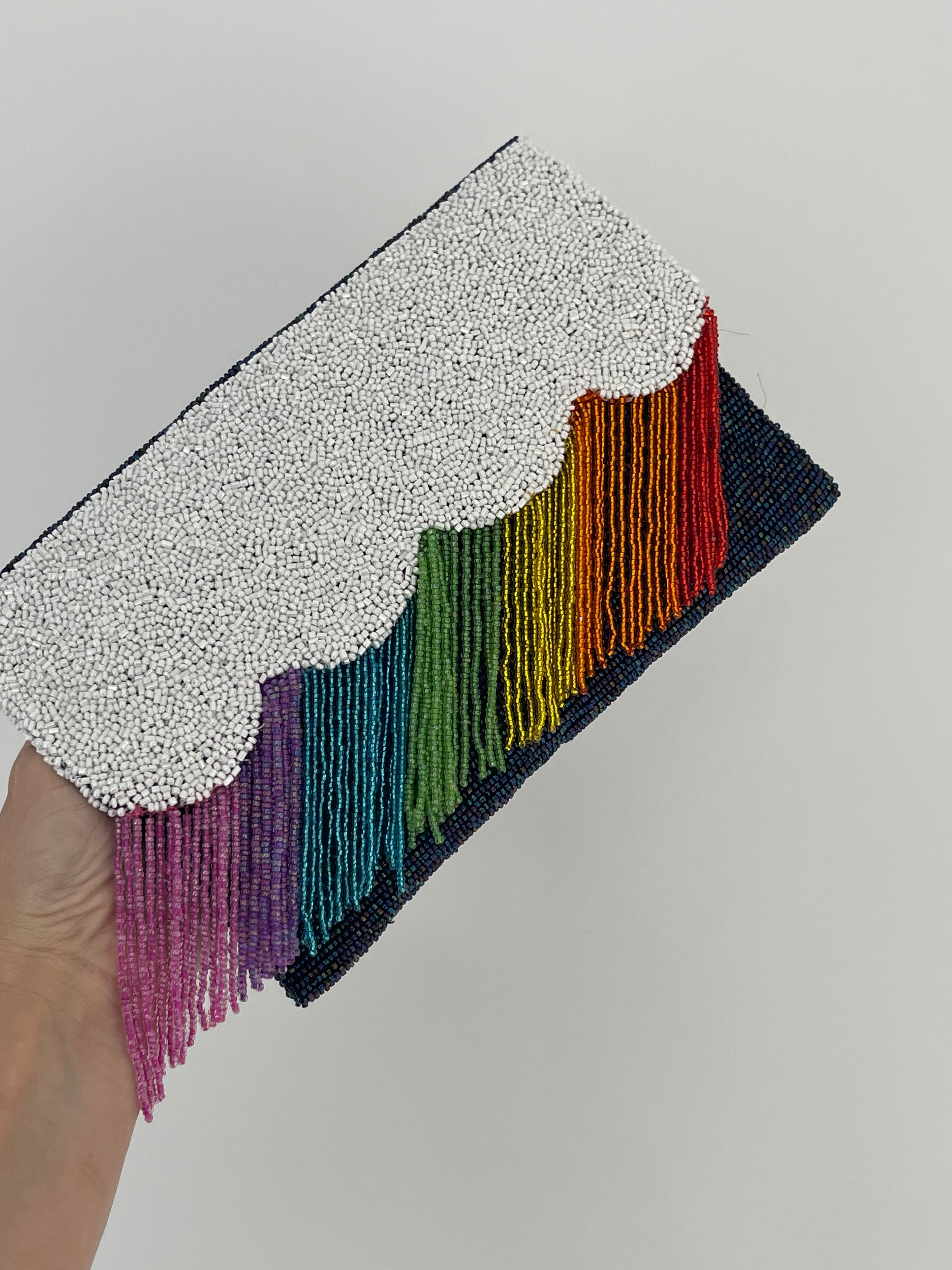 Fringe Half Scallop Shape Clutch Bag