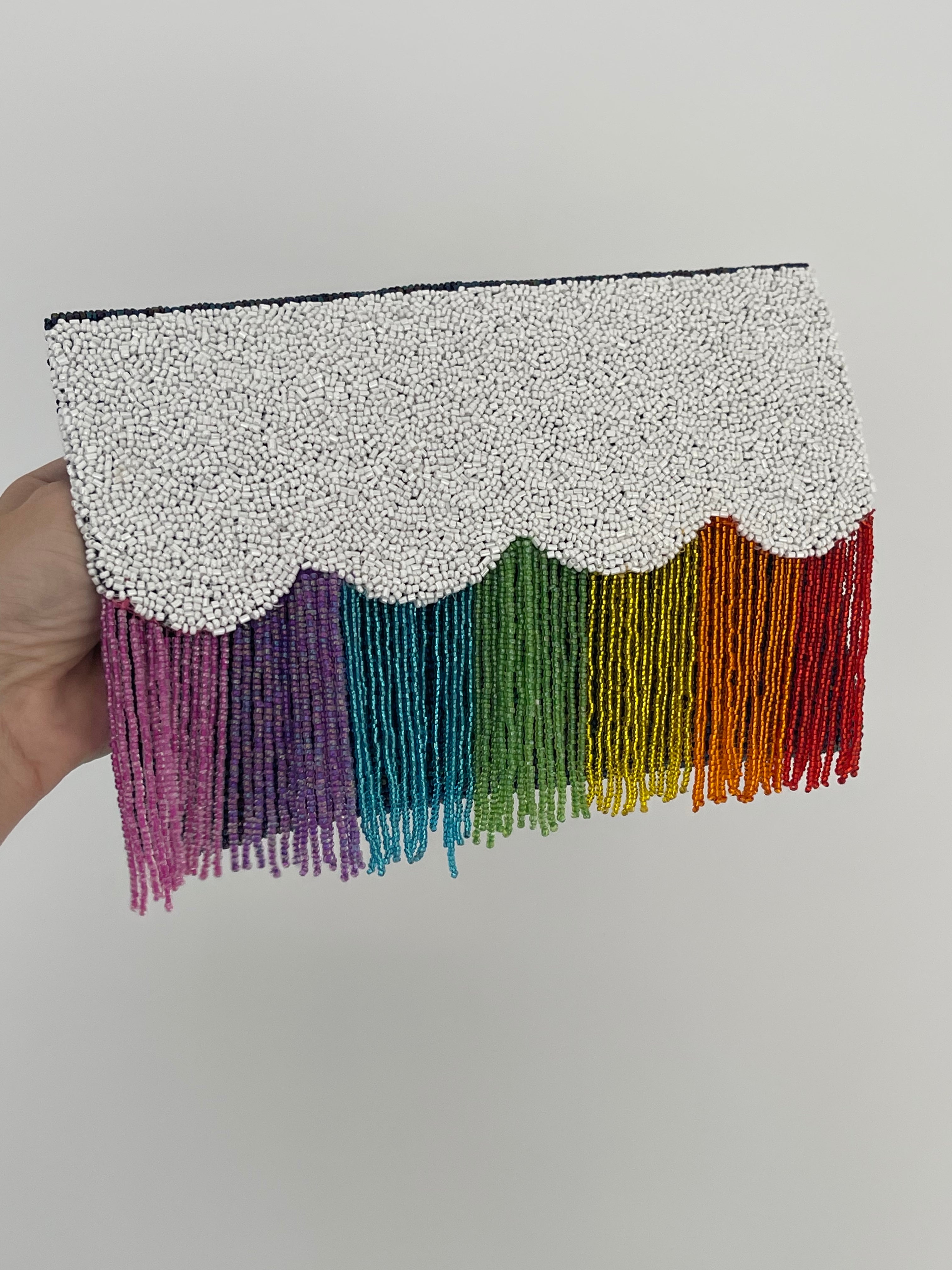 Fringe Half Scallop Shape Clutch Bag