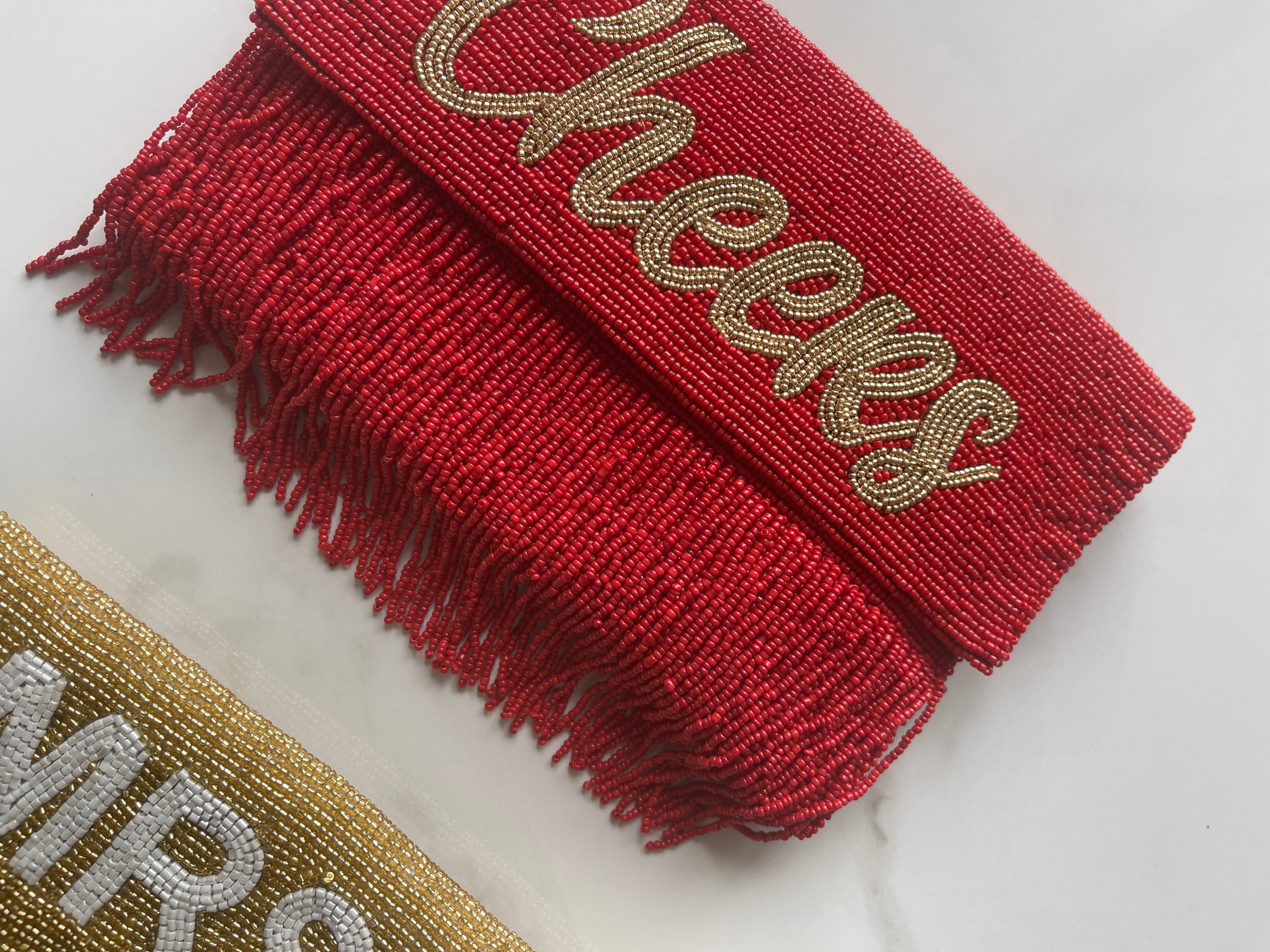 Fringe Half Scallop Shape Clutch Bag