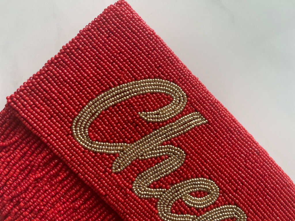 Fringe Half Scallop Shape Clutch Bag