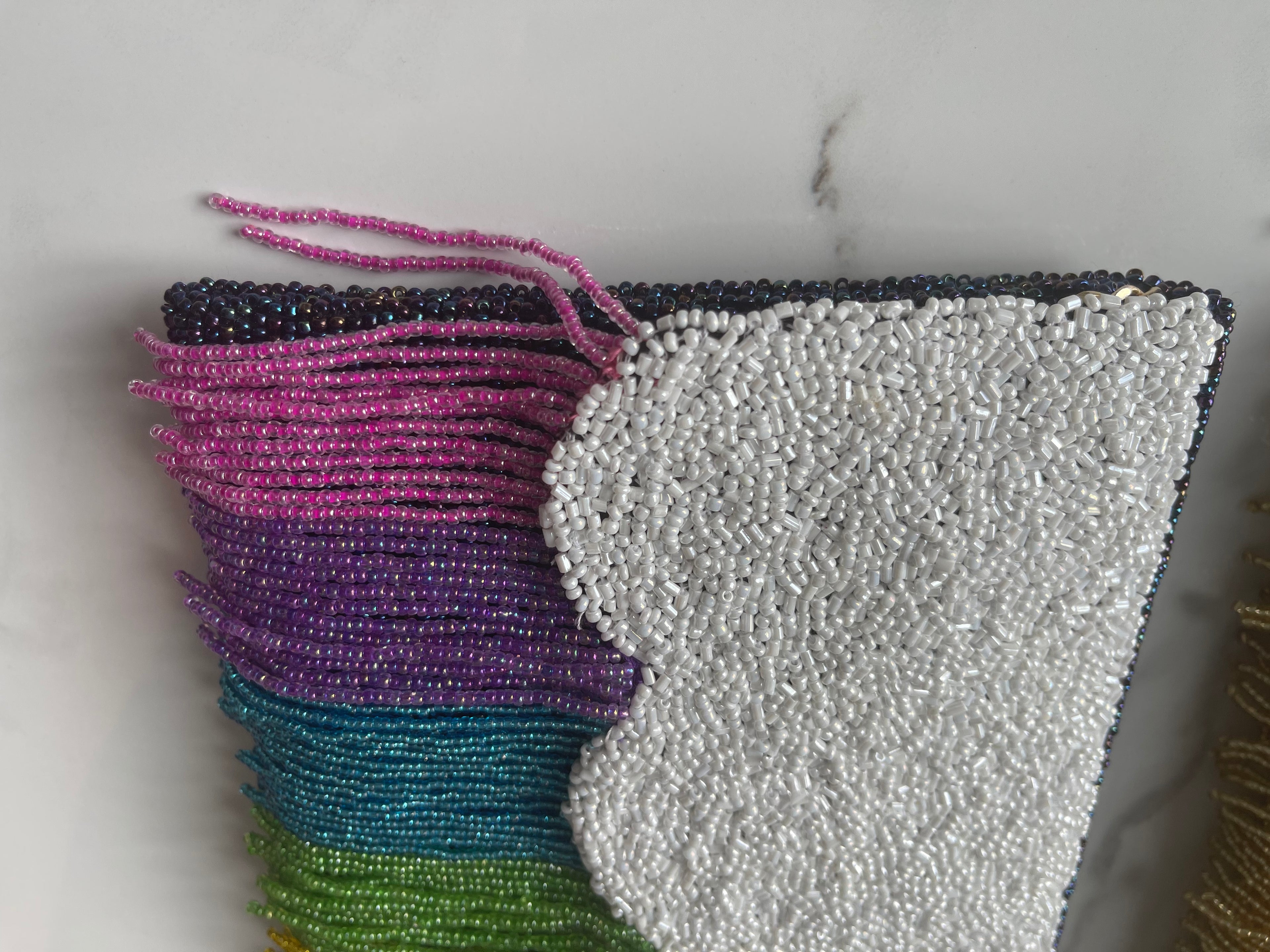 Fringe Half Scallop Shape Clutch Bag