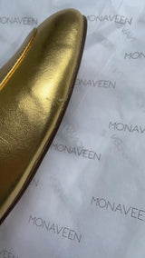 Monaveen Gold Leather Mules /Slides SIZE 39