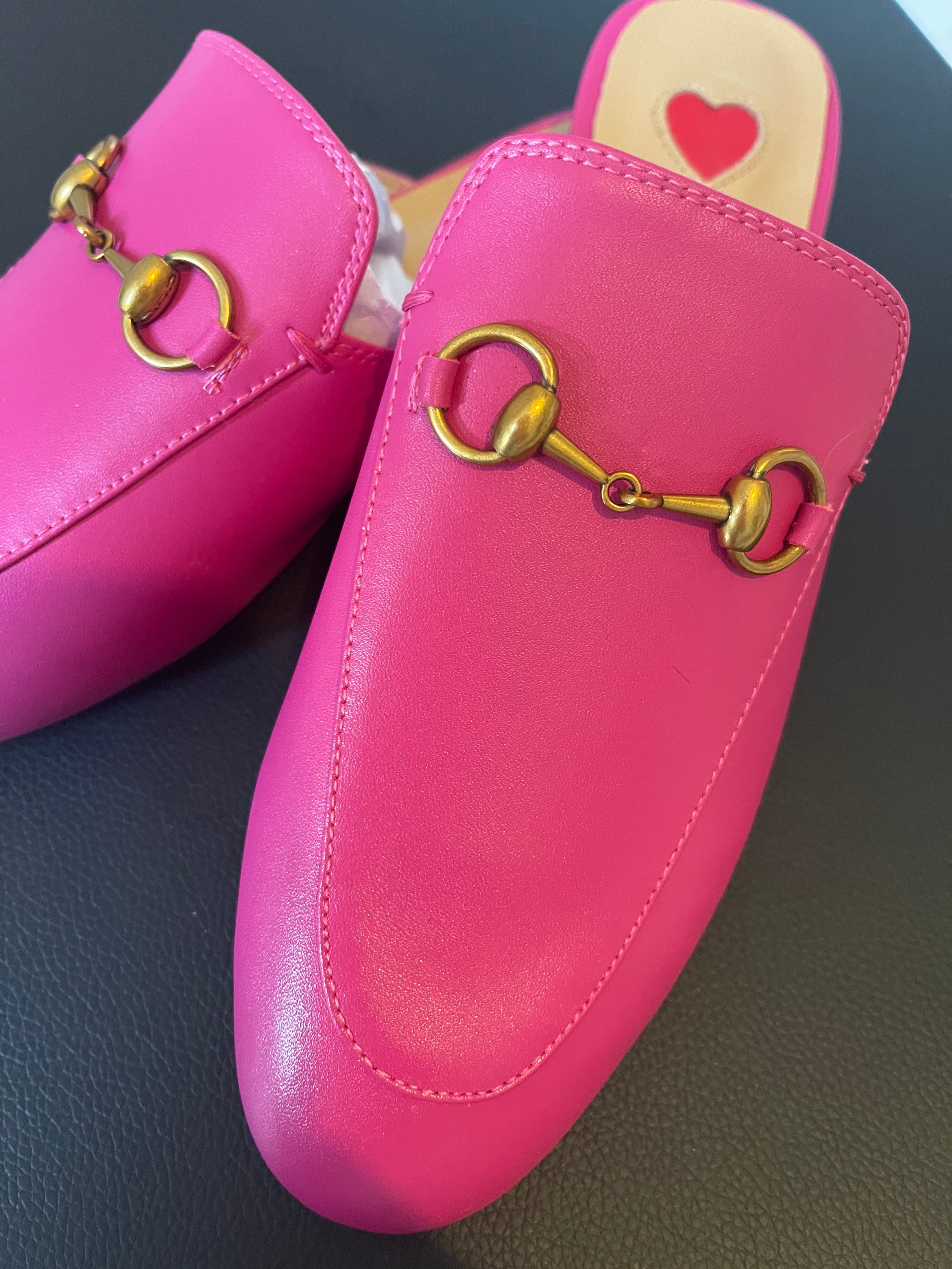 SALE : NEW IN Monaveen HOT PINK Leather Slipper Mules