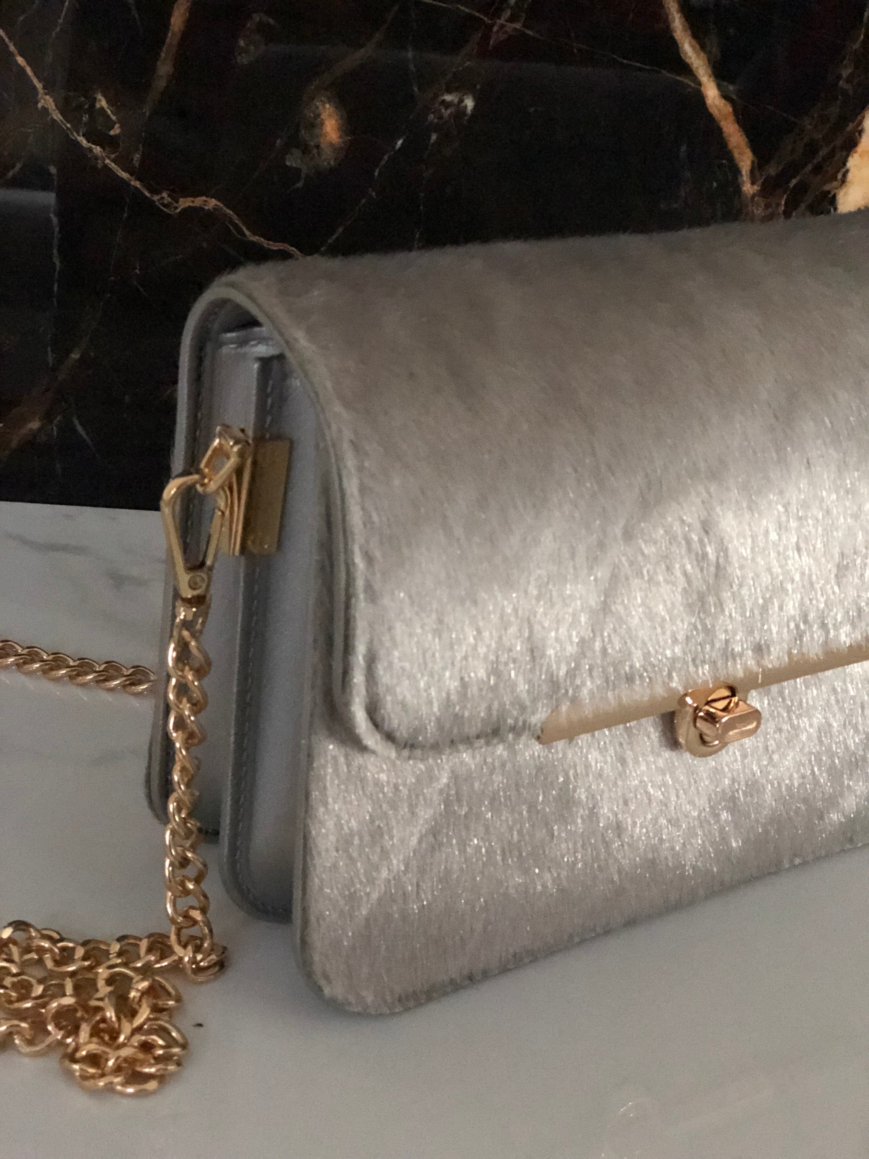 Monaveen Faux Fur Felicity Bag GREY/SILVER