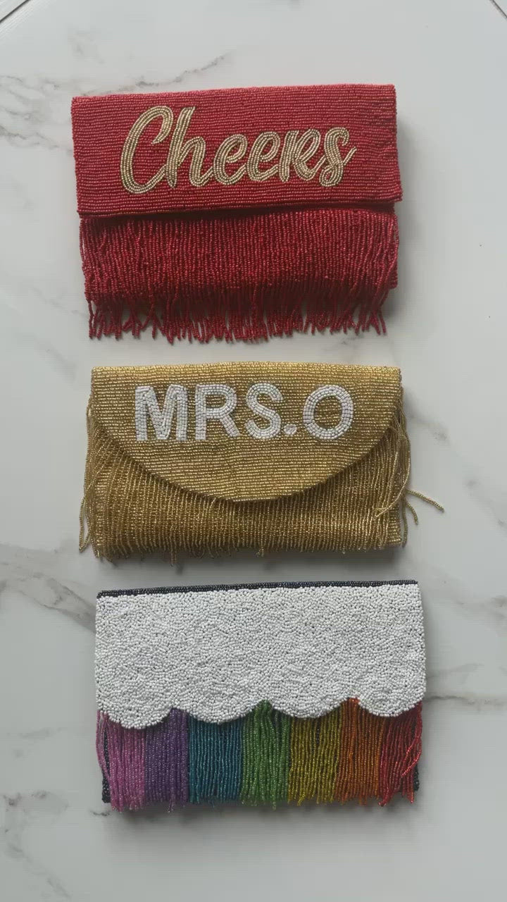 Fringe Half Fold Over Shape Clutch Bag
