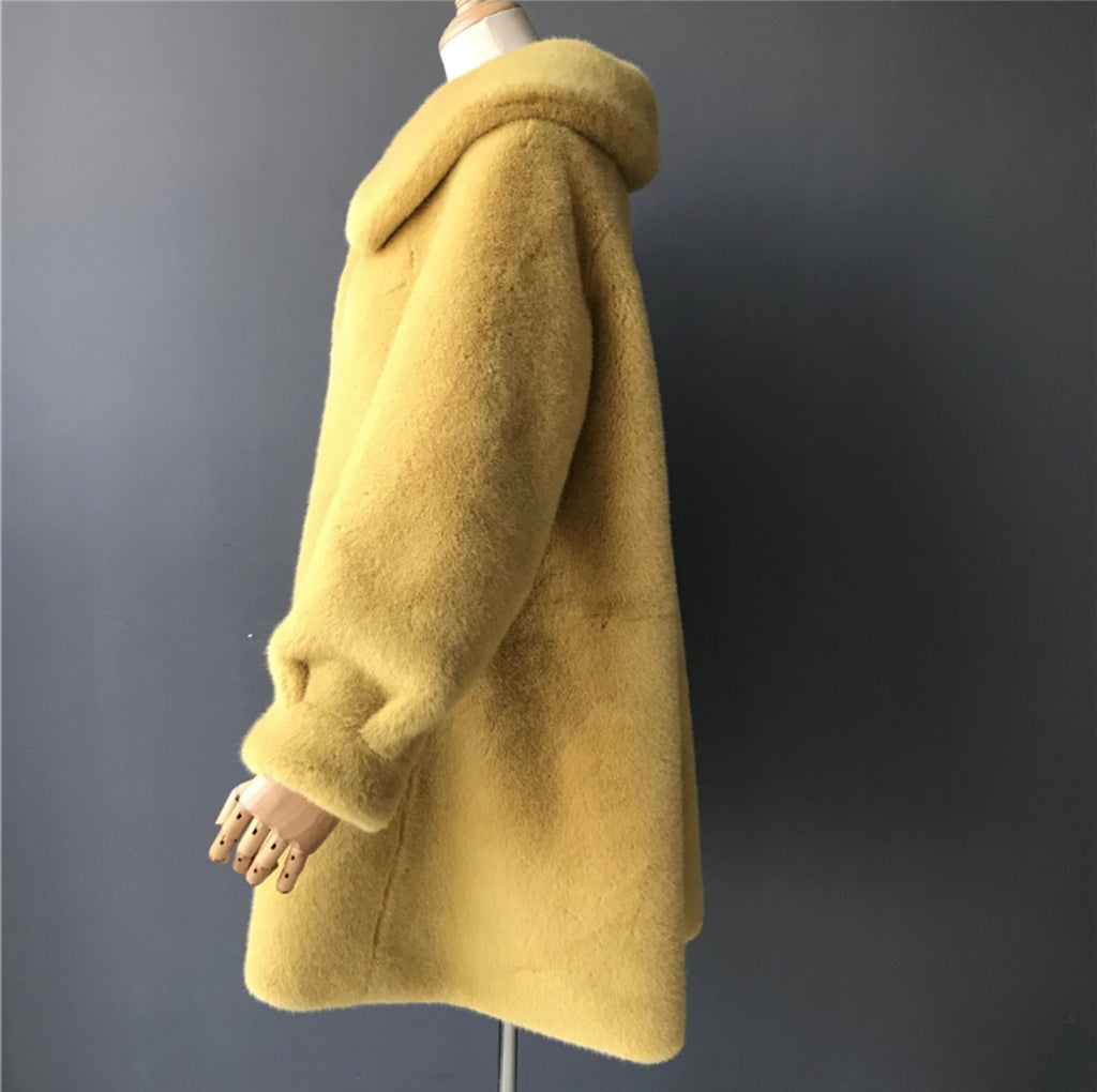NEW IN Monaveen Luxury Faux Fur Penelope Coat CREAM/WHITE