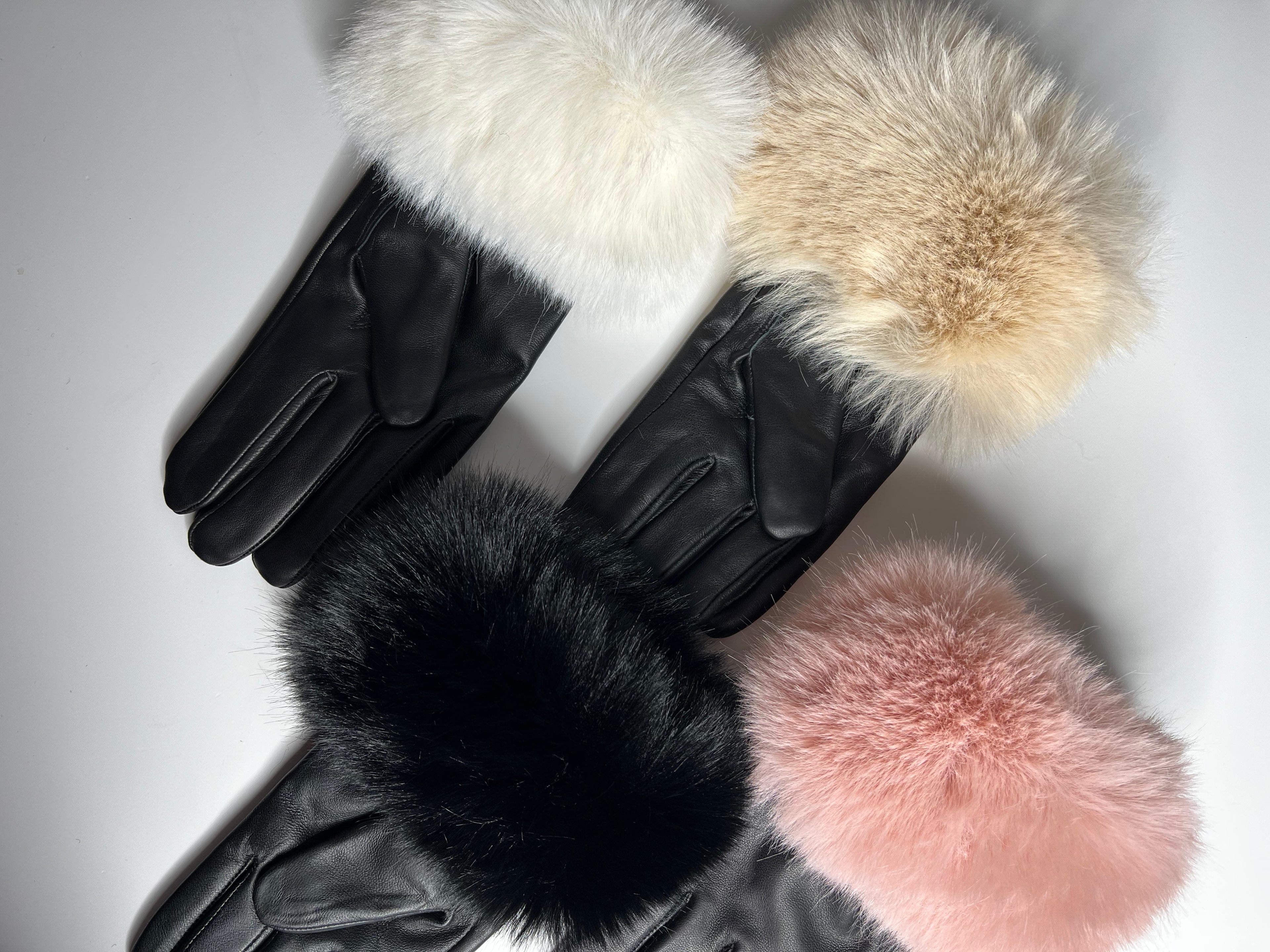 Luxury Leather Faux Fur Gloves - SALE