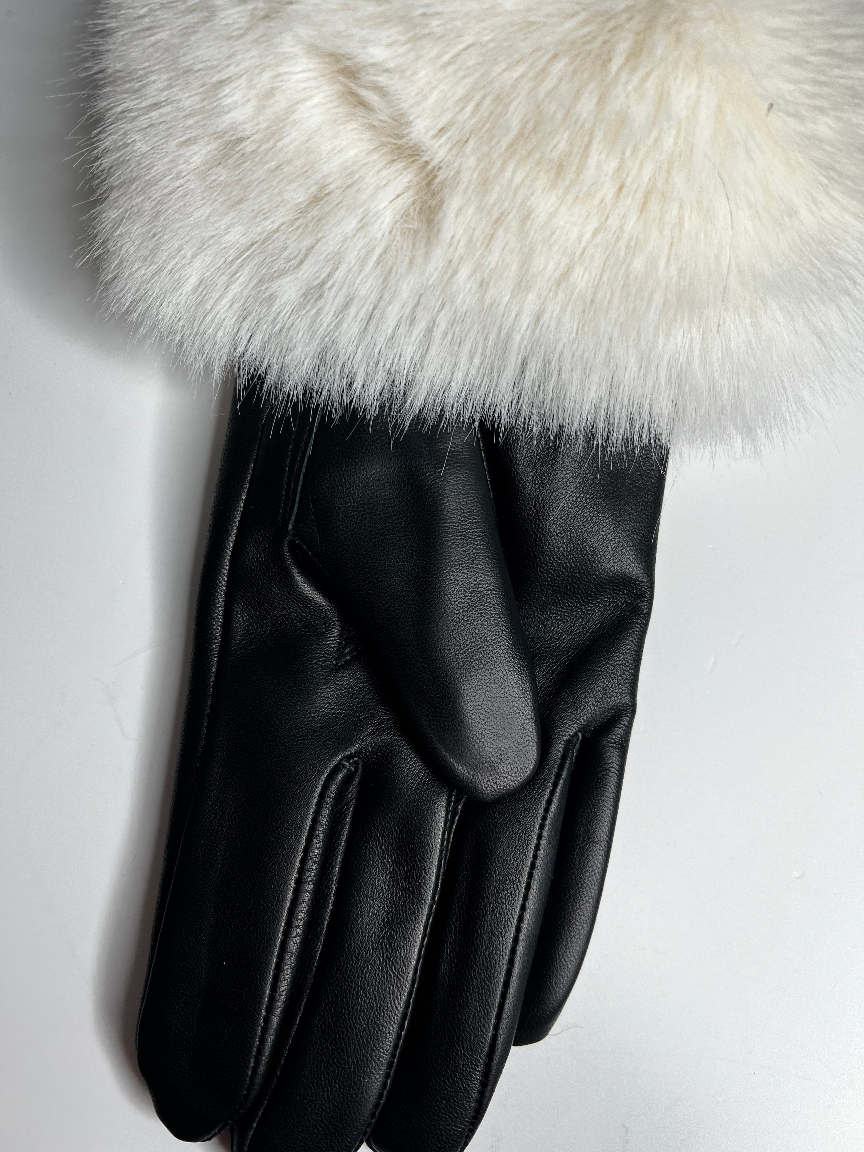 Luxury Leather Faux Fur Gloves - SALE