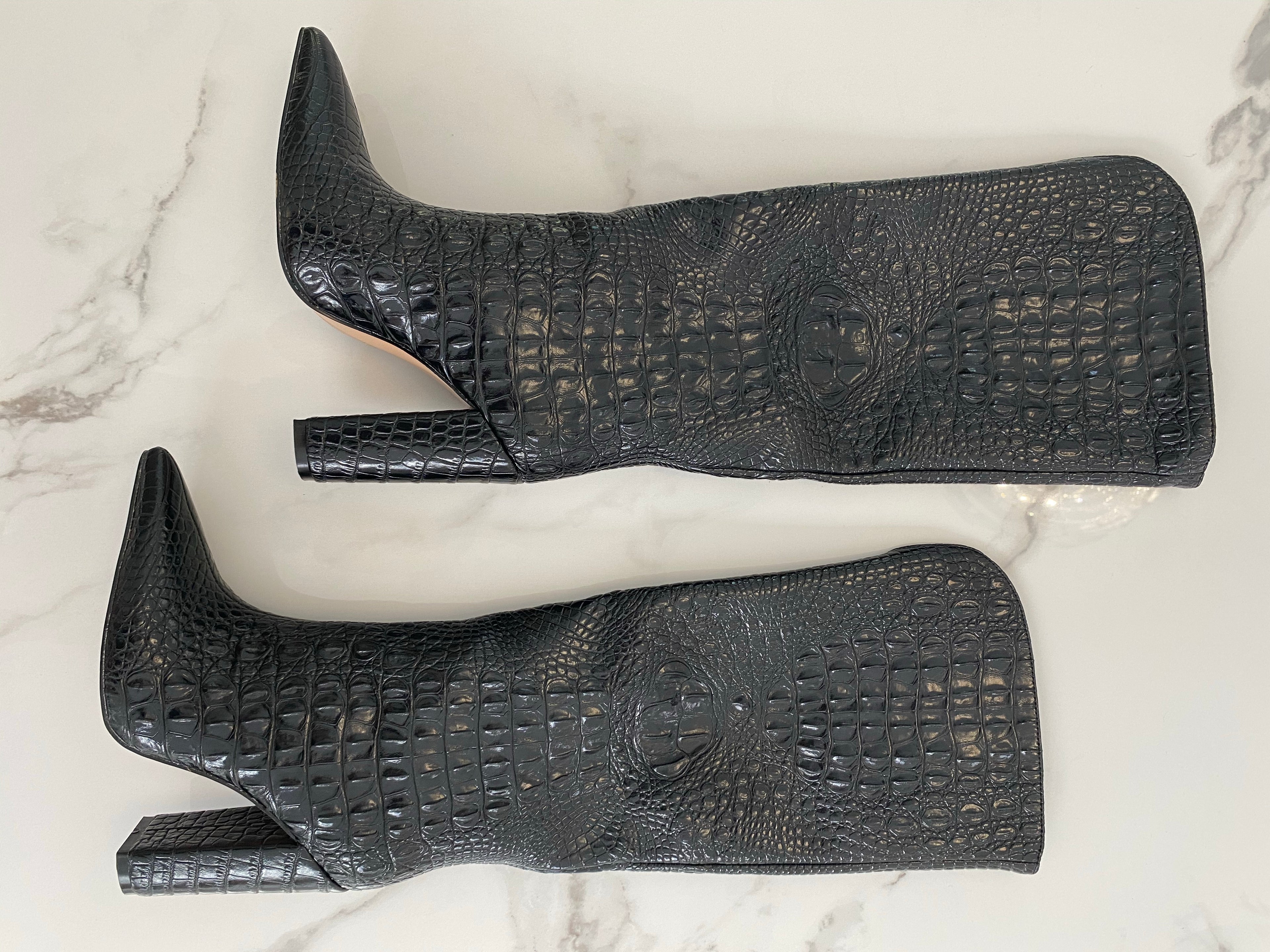 NEW IN Monaveen DALLAS Vegan crocodile leather Boot - BROWN