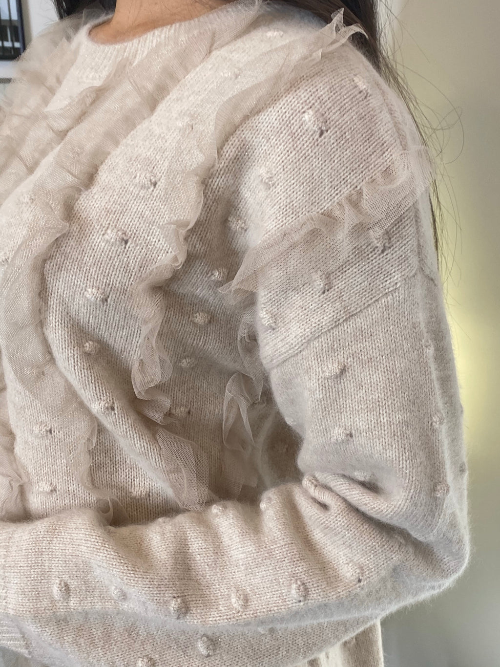 NEW IN Monaveen Frill Knitted Jumper OAT