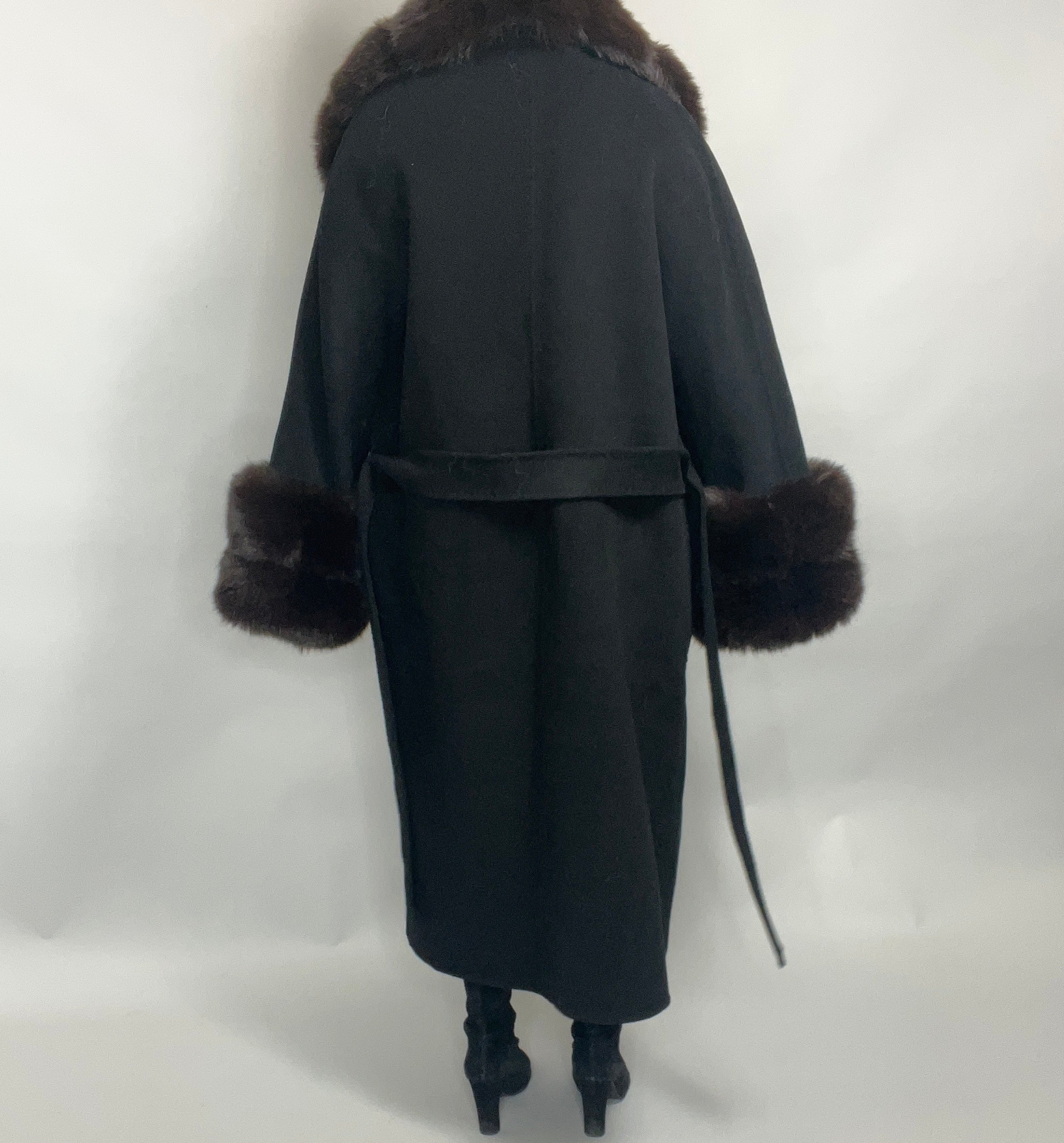 Scarlett Cashmere Coat BLACK/BROWN Faux Fur
