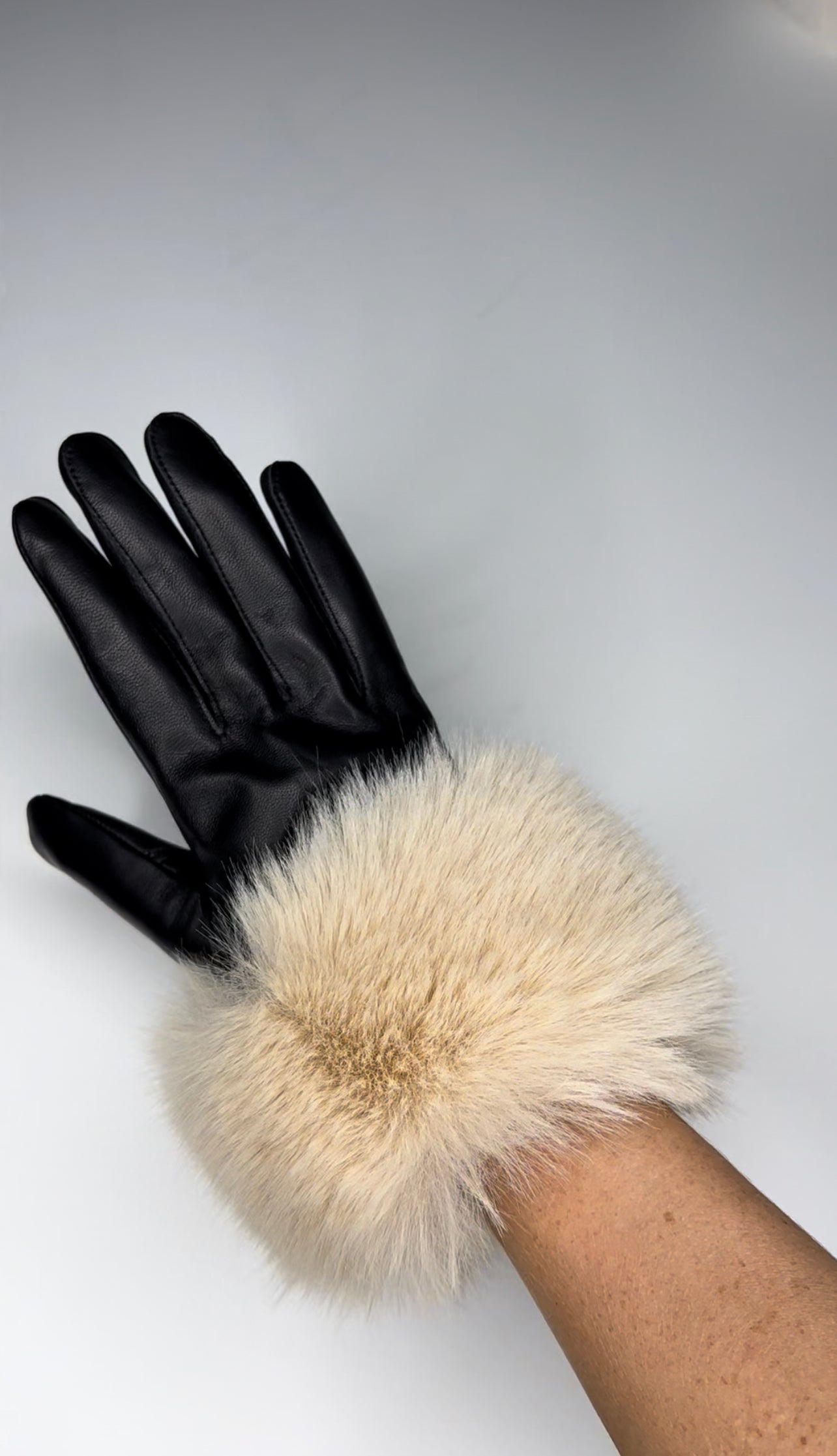 Luxury Leather Faux Fur Gloves - SALE