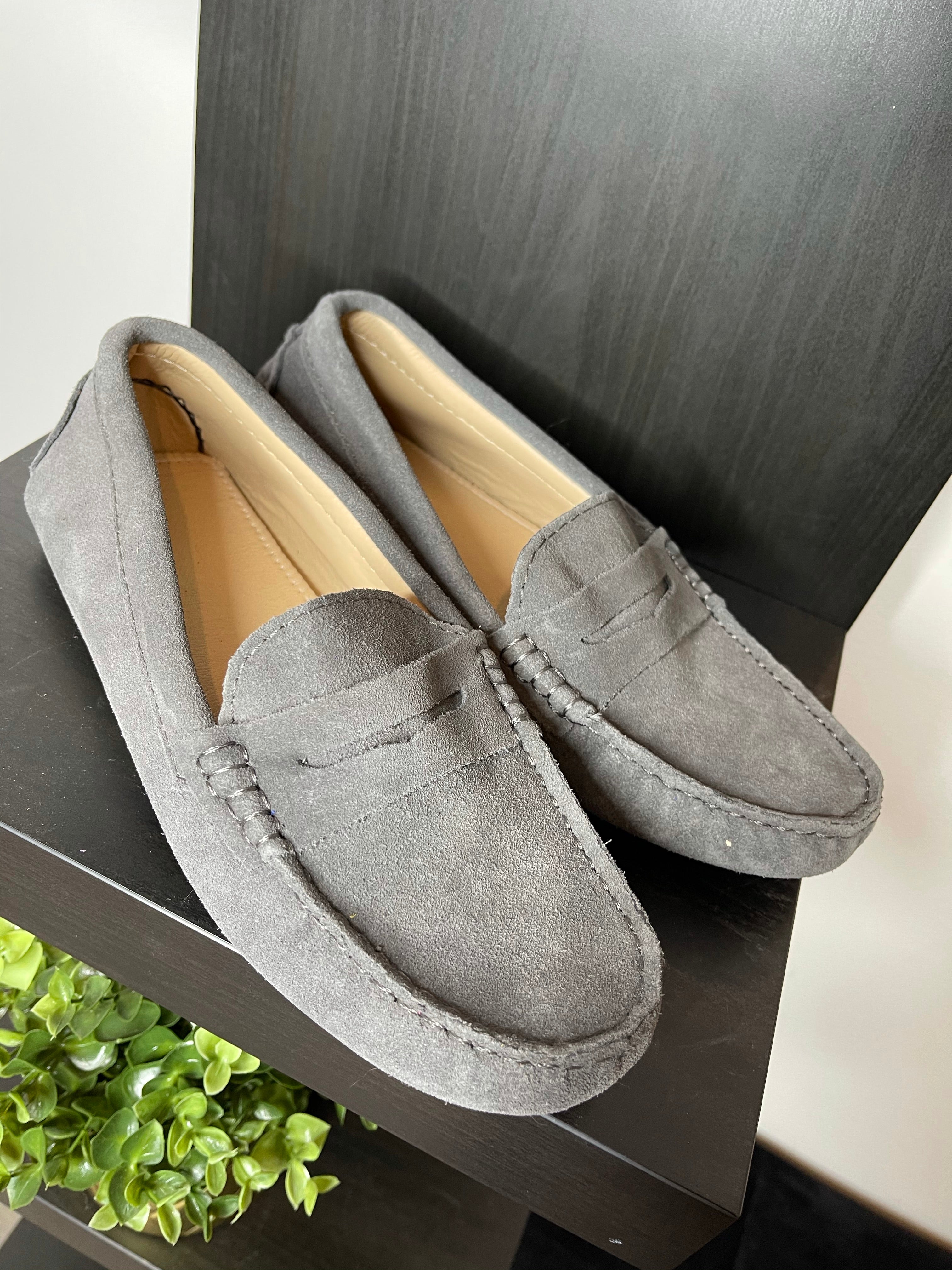 GREY SUEDE LOAFER - Size 38