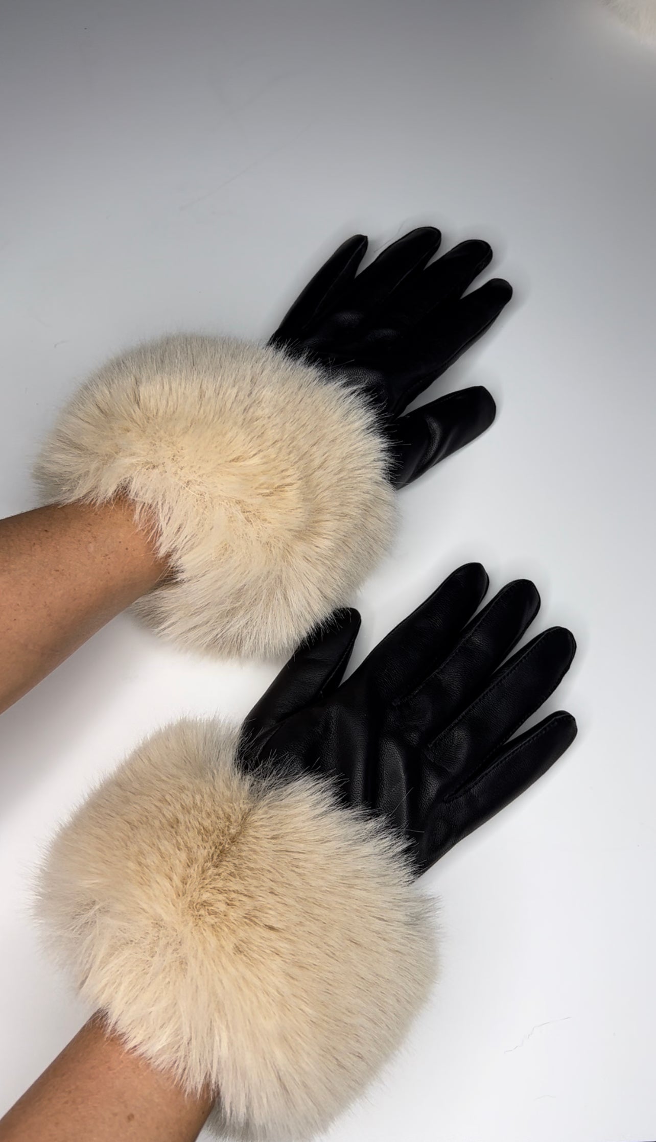 Luxury Leather Faux Fur Gloves - SALE