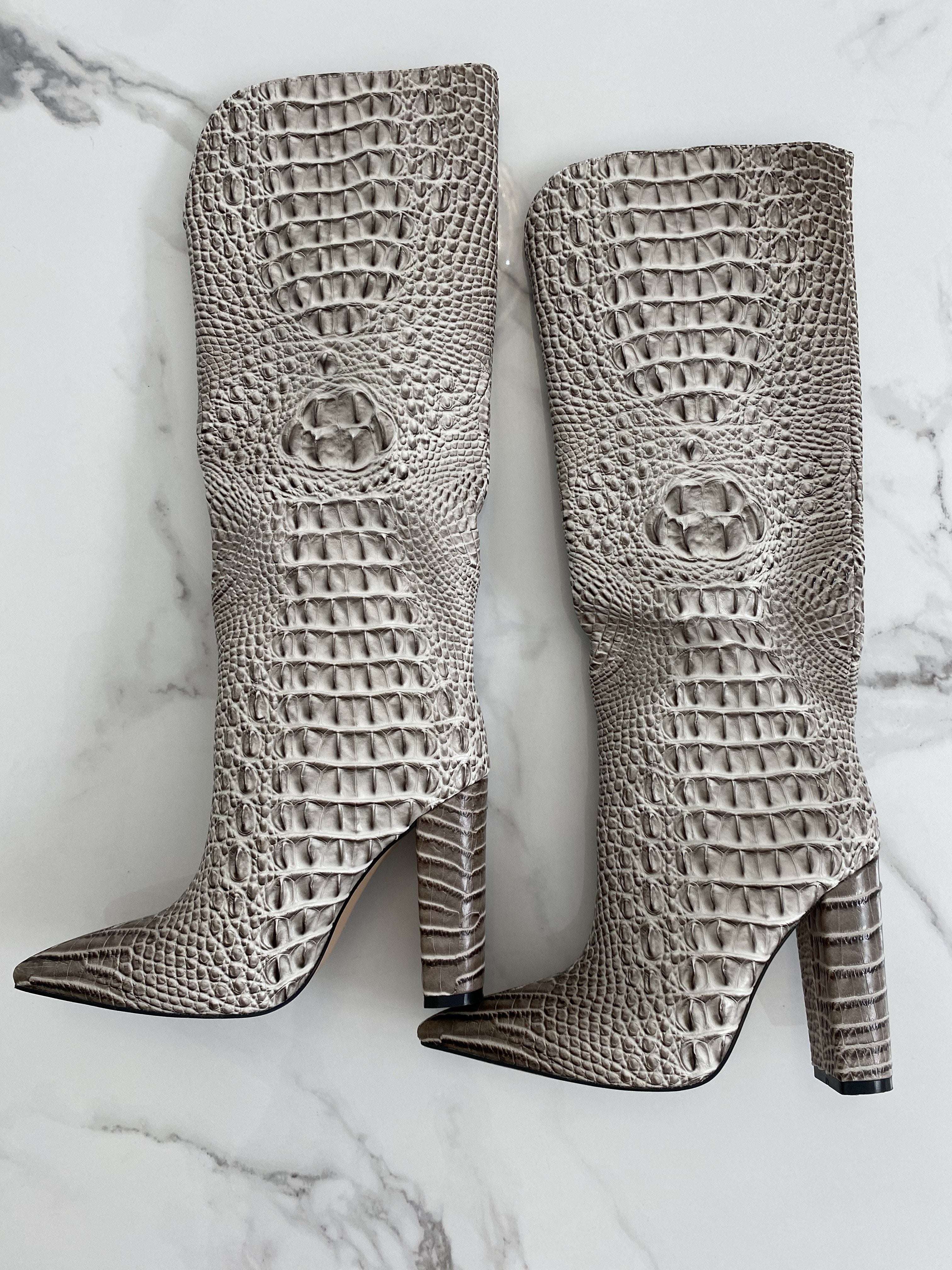 NEW IN Monaveen DALLAS Vegan crocodile leather Boot - PURPLE