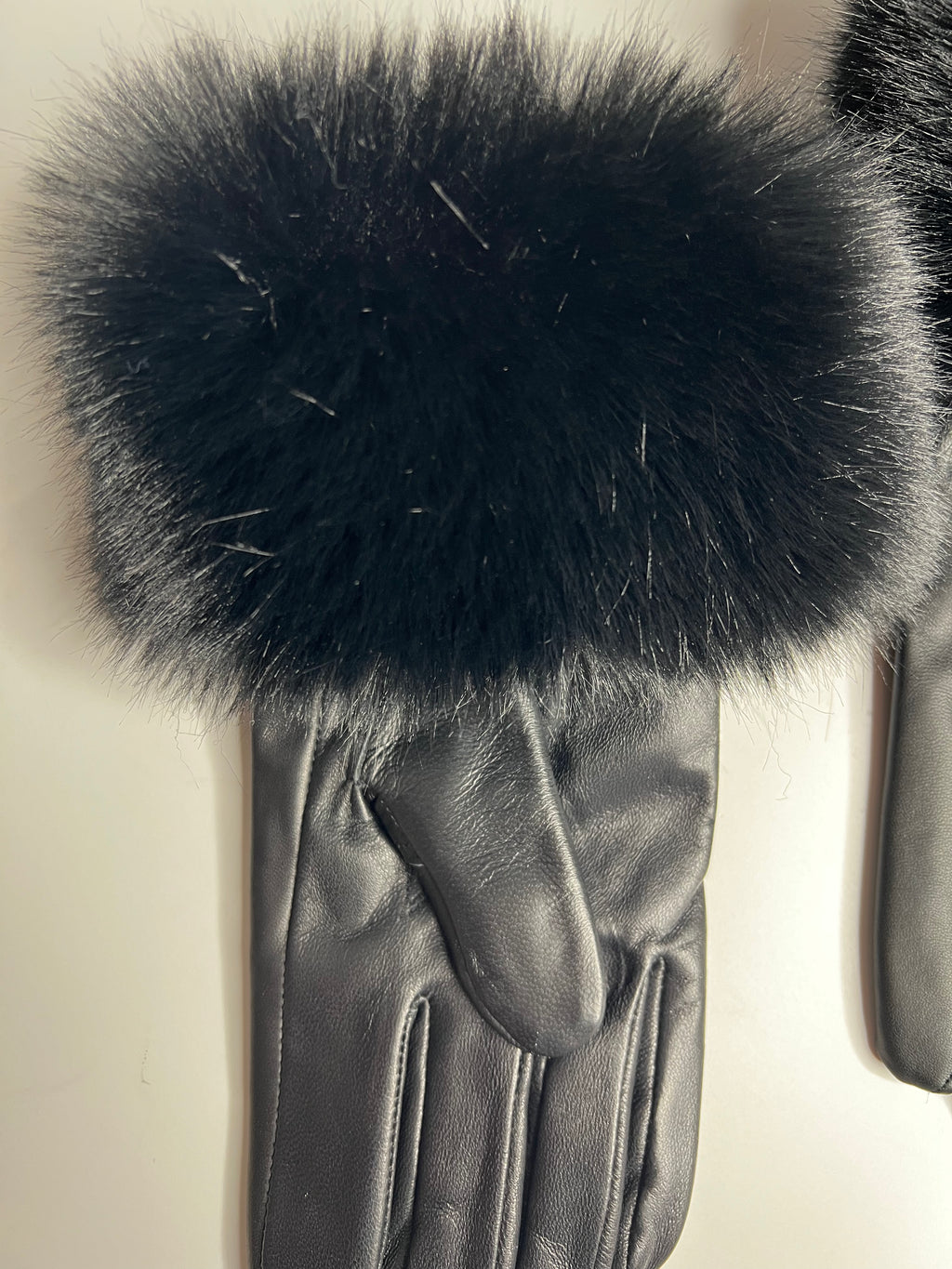 Luxury Leather Faux Fur Gloves - SALE