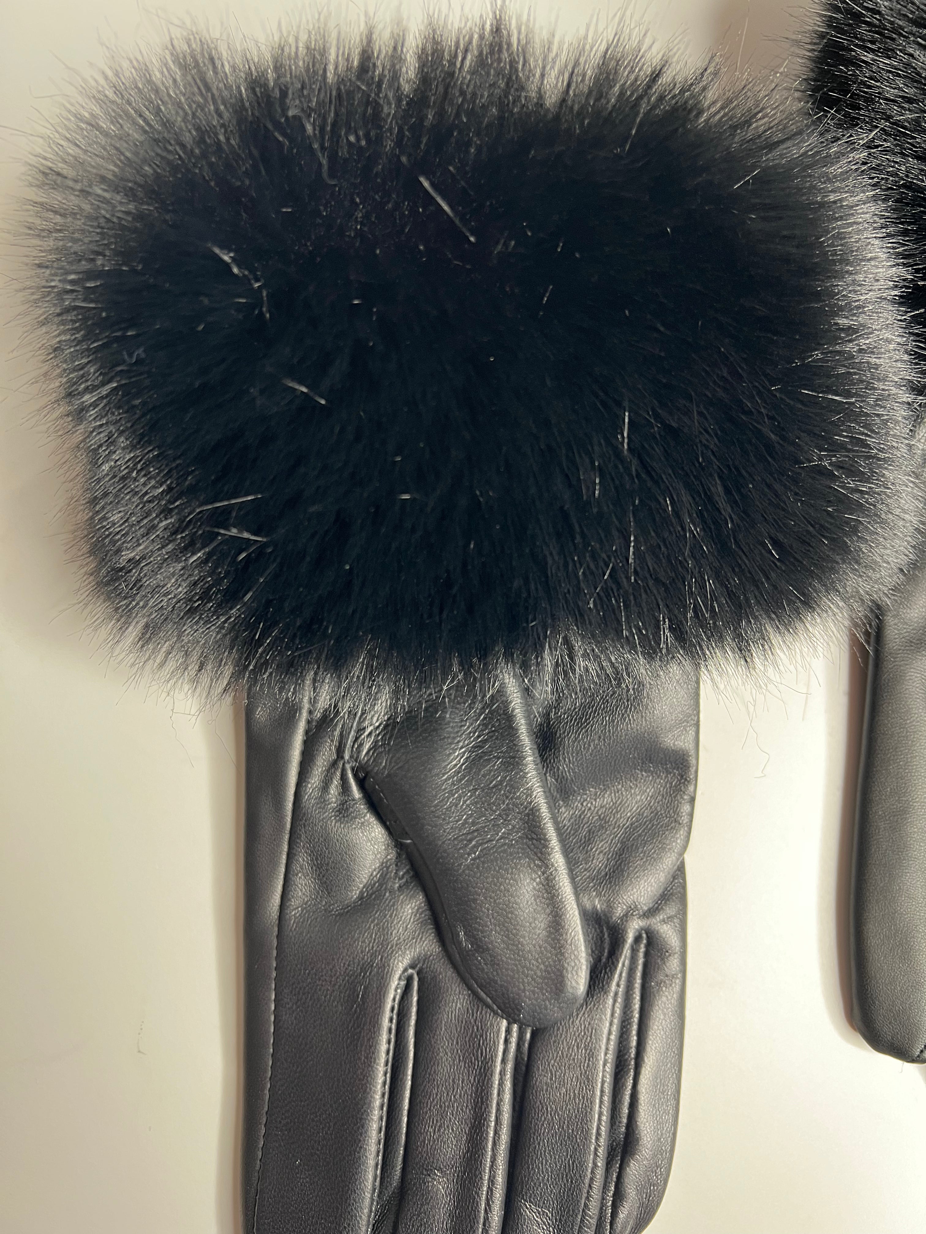 Luxury Leather Faux Fur Gloves - SALE