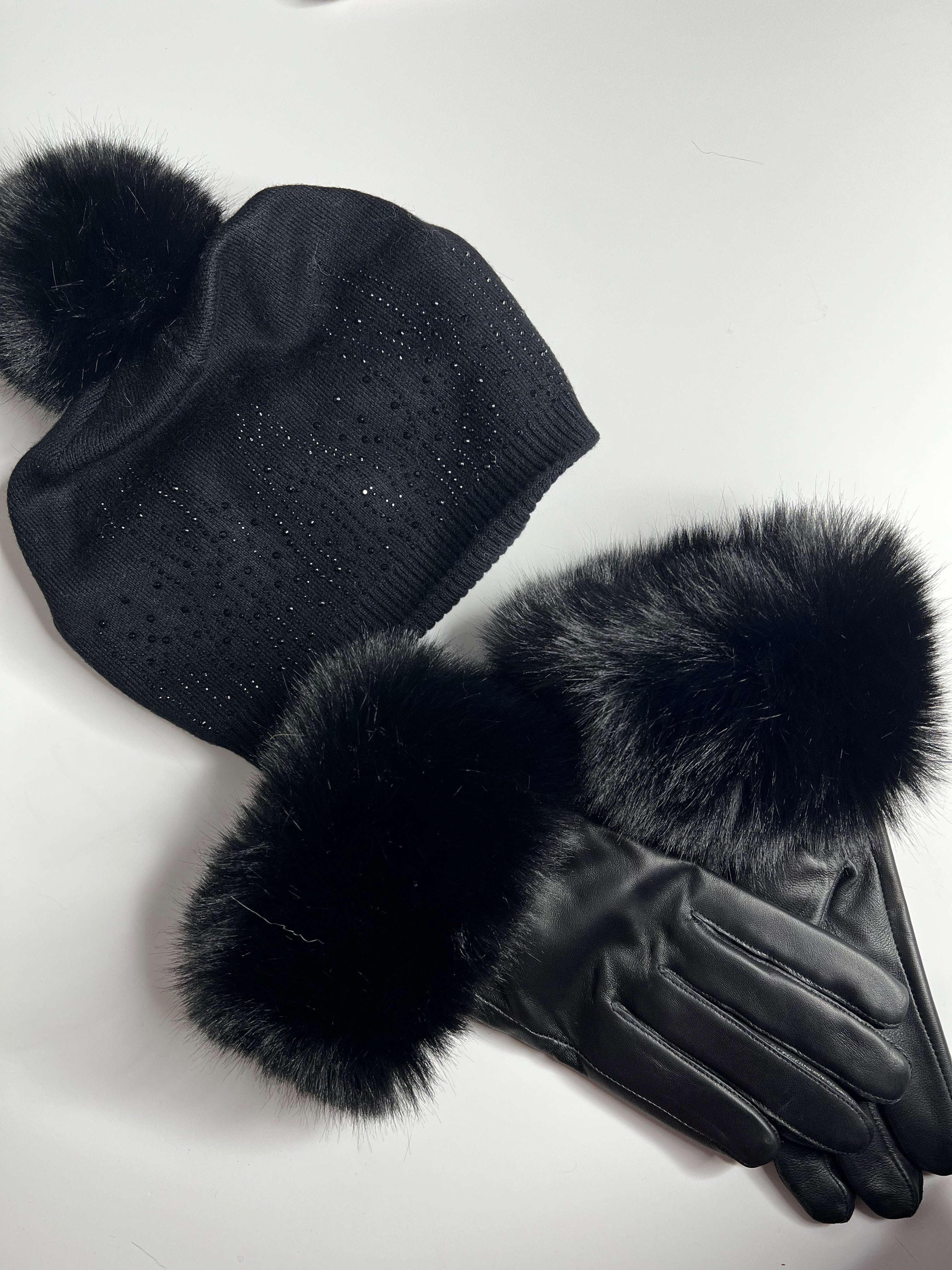 Luxury knitted sparkle pom pom hat SALE