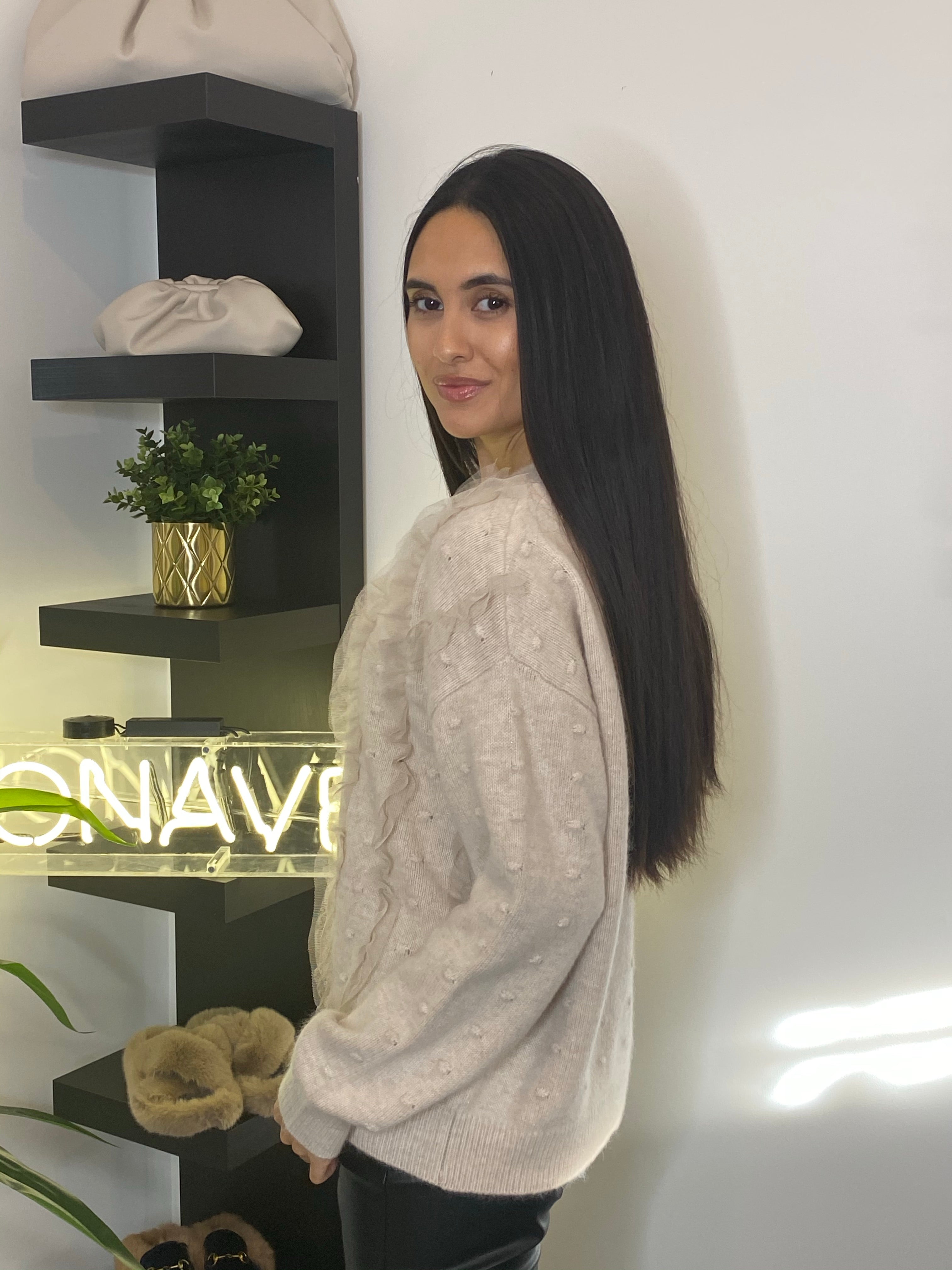 NEW IN Monaveen Frill Knitted Jumper OAT